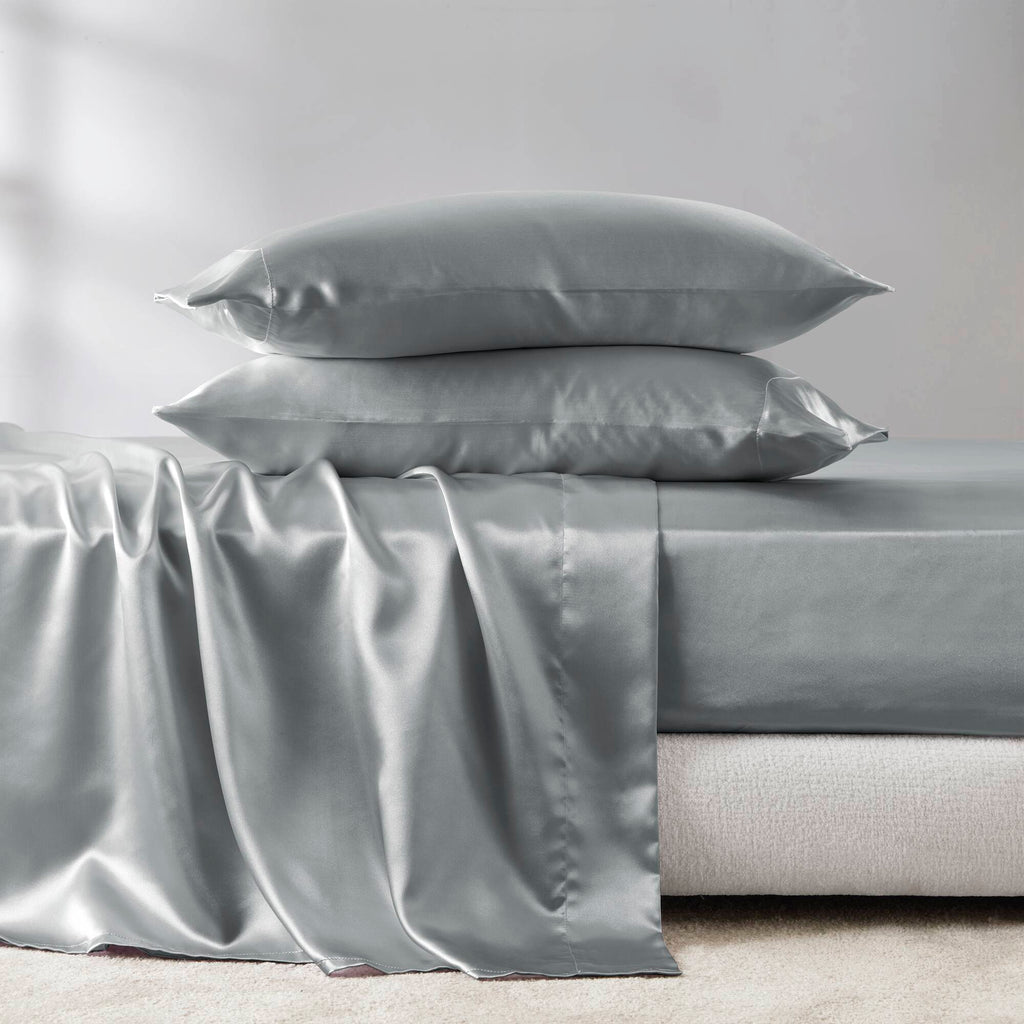 Bed Sheet Set, Satin for Master Bedrooms, Guest Beds and Daily Use, 6 Sizes and 12 Colors, Designed for Everyday Home Use image 78