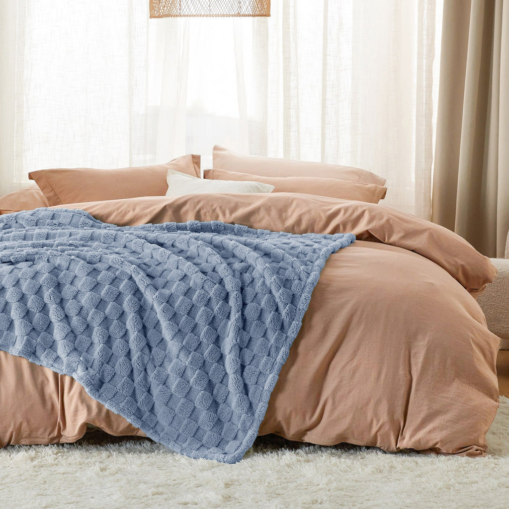 Cozy Throw Blanket, Jacquard Shaggy Sherpa for Living Rooms, Bedrooms and Everyday Lounging, 4 Sizes and 19 Colors image 80