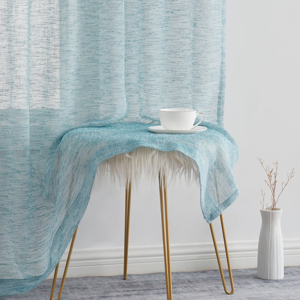 Window Curtain, Penelope Faux Linen Sheer Panels, Lightweight Design for Bedrooms, Living Rooms and Home Privacy, 5 Sizes and 12 Colors image 80