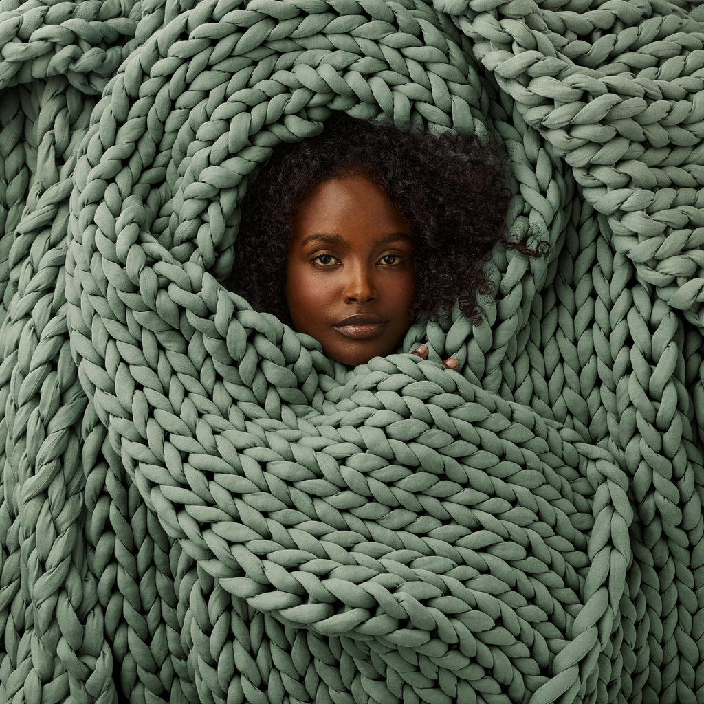 Cozy Throw Blanket, Cotton Weighted for Sofas, Beds and Relaxing at Home, 32 Color Options image 80