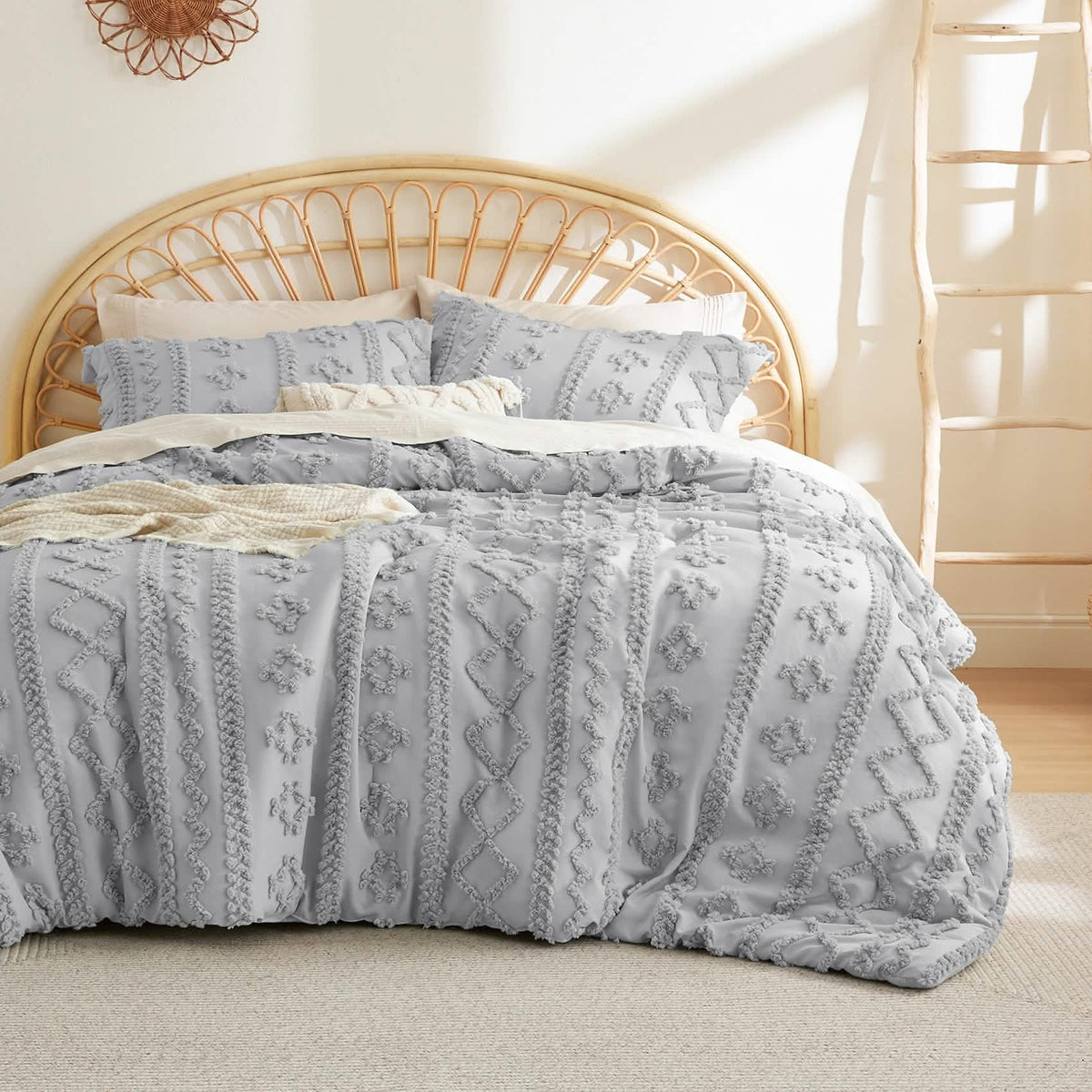 Bed Comforter, Boho Deluxe Embroidery Set, Breathable Construction, Machine-Washable Care for Everyday Bedding and Comfortable Sleep image 80