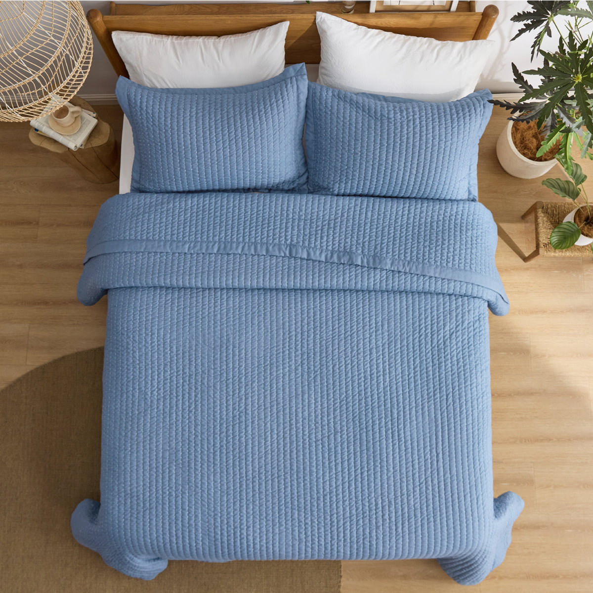 Cozy Throw Blanket, Corduroy Pattern Quilt Set, Breathable Construction for Living Rooms, Bedrooms and Everyday Lounging image 81