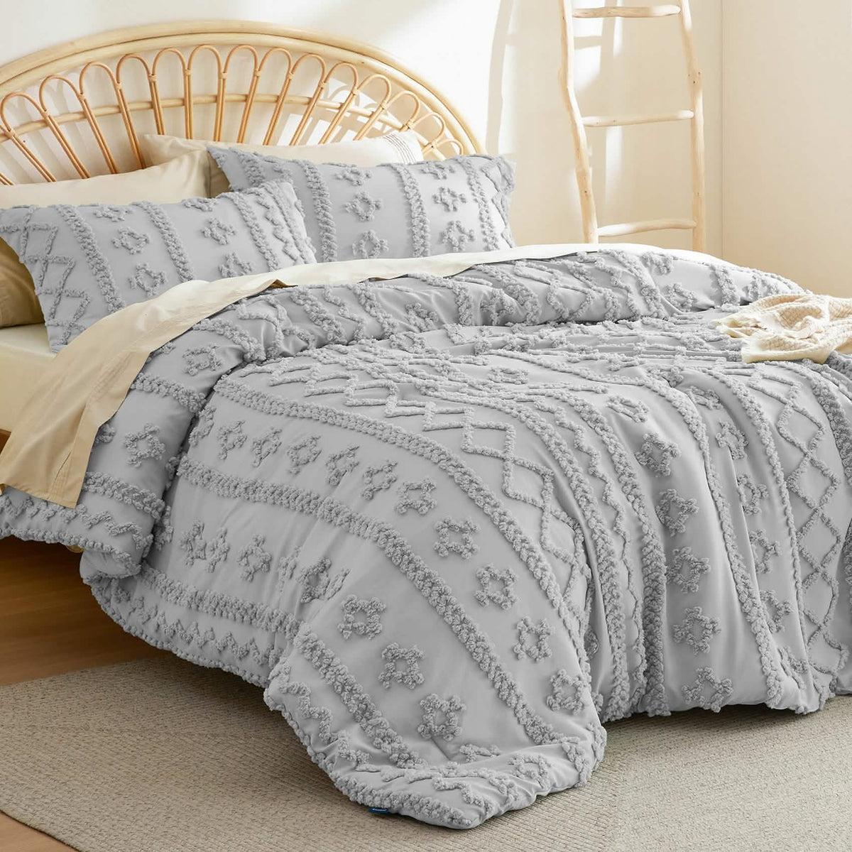 Bed Comforter, Boho Deluxe Embroidery Set, Breathable Construction, Machine-Washable Care for Everyday Bedding and Comfortable Sleep image 82