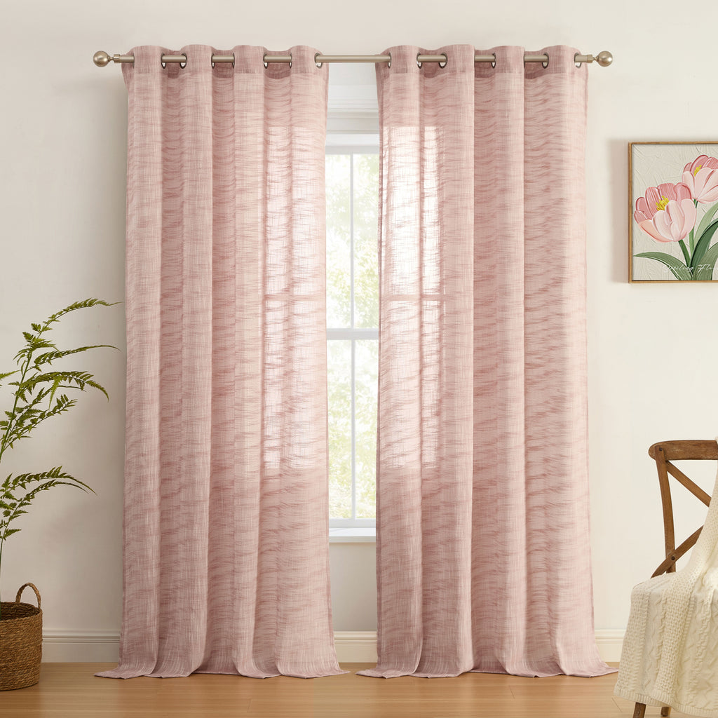 Window Curtain, Madison Faux Linen Sheer Grommet Panels for Bedrooms, Living Rooms and Home Privacy, 8 Sizes and 10 Colors image 82