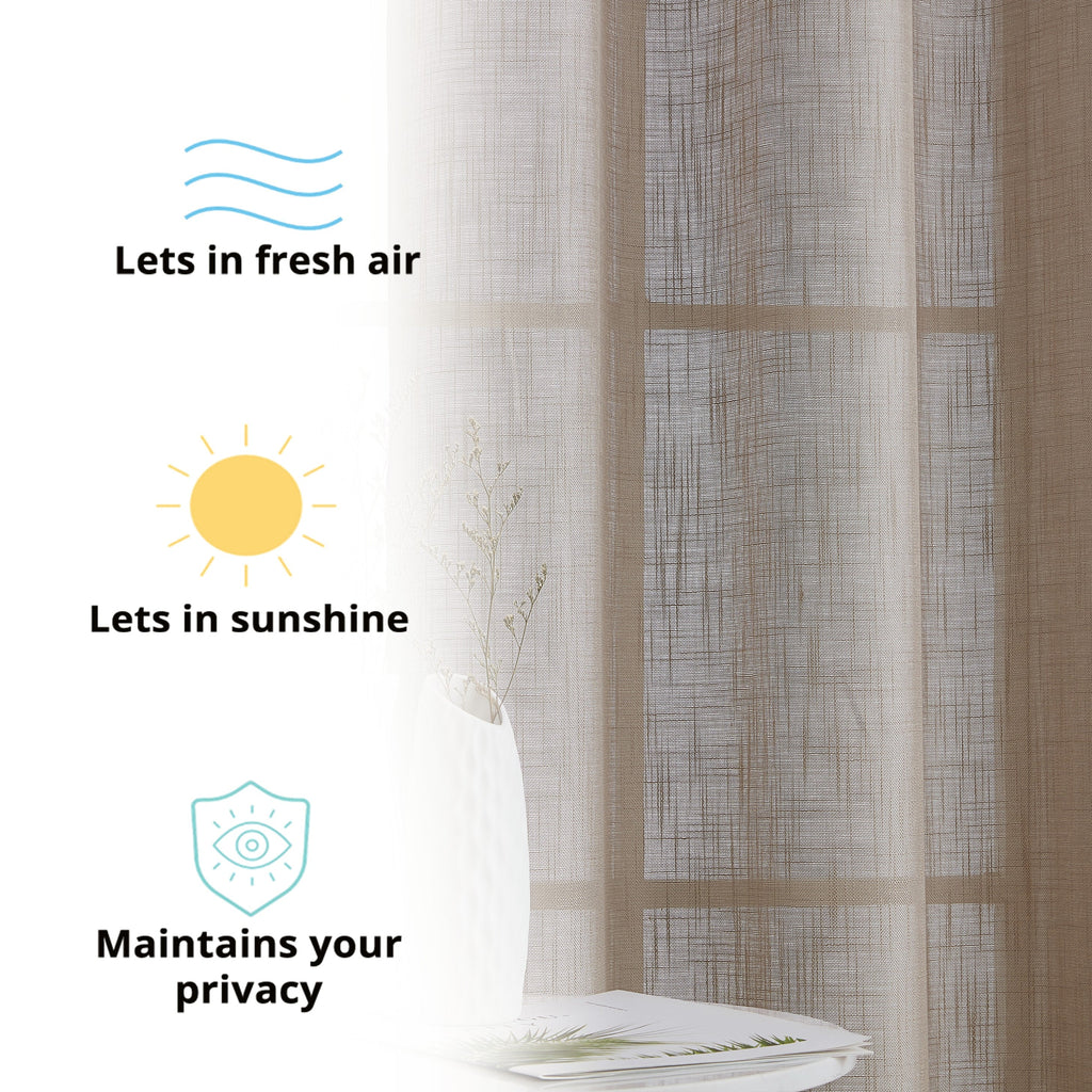 Window Curtain, Privacy Faux Linen Textured Semi Sheer Panels for Windows, Room Styling and Everyday Privacy, 7 Sizes and 14 Colors image 82