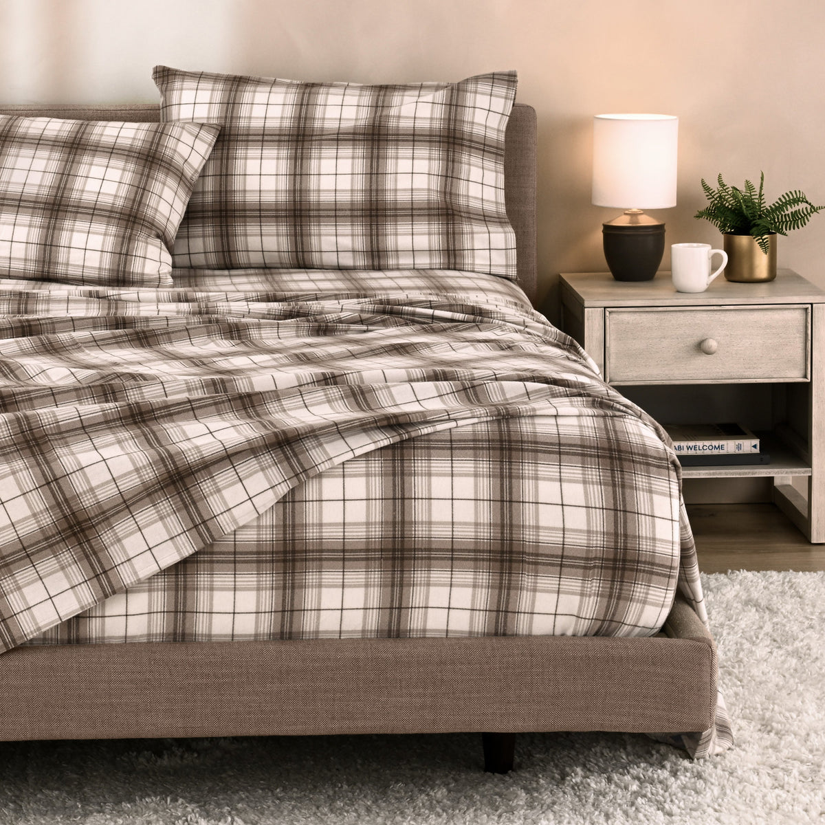 Bed Sheet Set, Cotton Flannel Prints for Master Bedrooms, Guest Beds and Daily Use, 7 Sizes and 30 Colors image 83