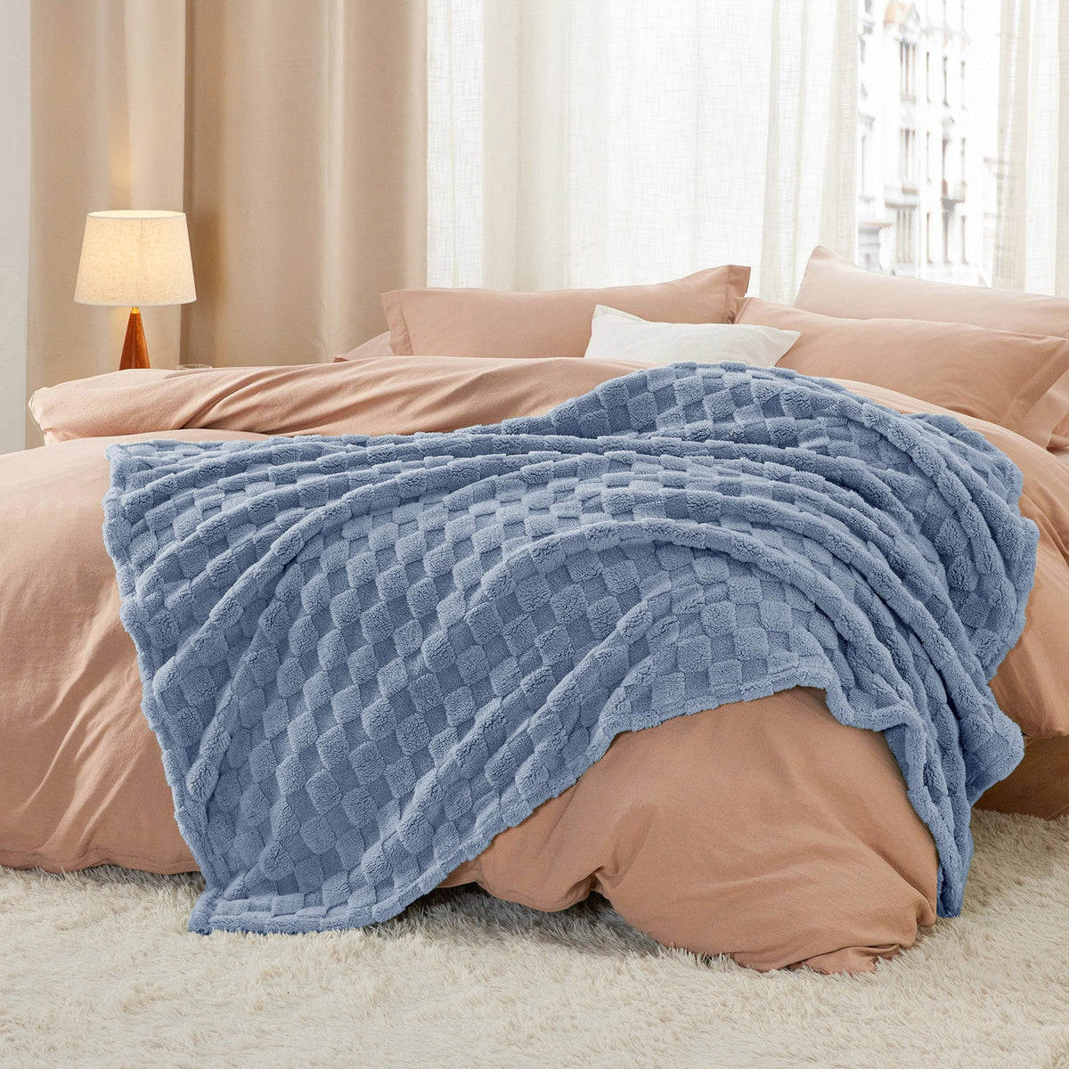 Cozy Throw Blanket, Jacquard Shaggy Sherpa for Living Rooms, Bedrooms and Everyday Lounging, 4 Sizes and 19 Colors image 83