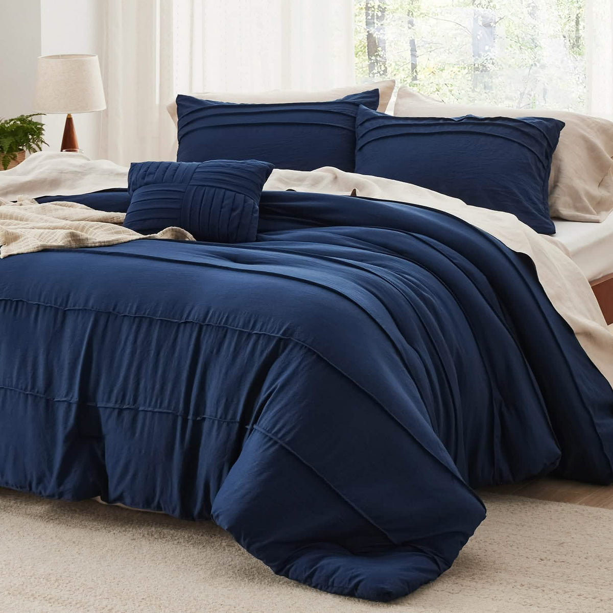 Bed Comforter, Pinch Pleat Set for Year-Round Bedroom Comfort and Restful Sleep, 5 Sizes and 19 Colors image 83