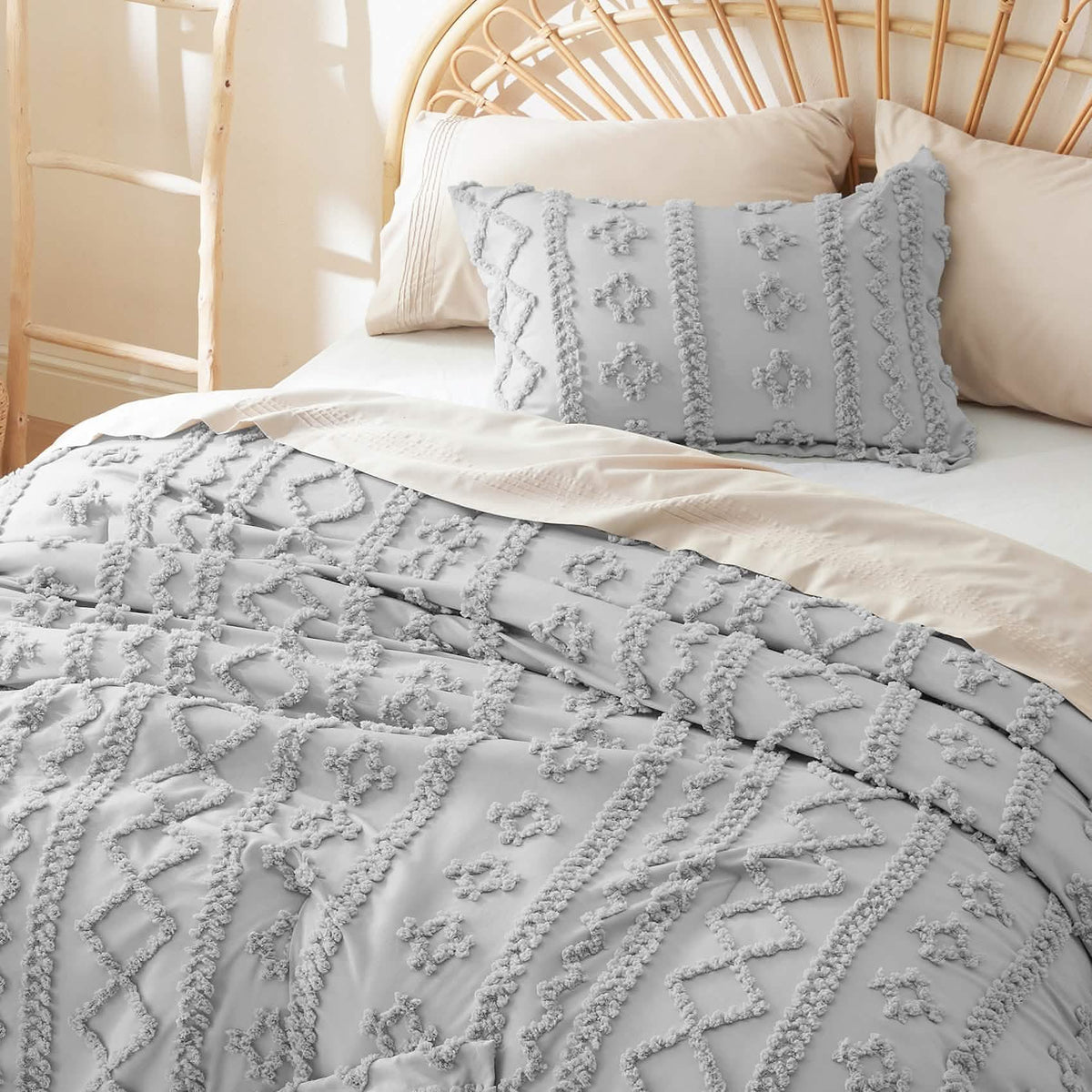Bed Comforter, Boho Deluxe Embroidery Set, Breathable Construction, Machine-Washable Care for Everyday Bedding and Comfortable Sleep image 83