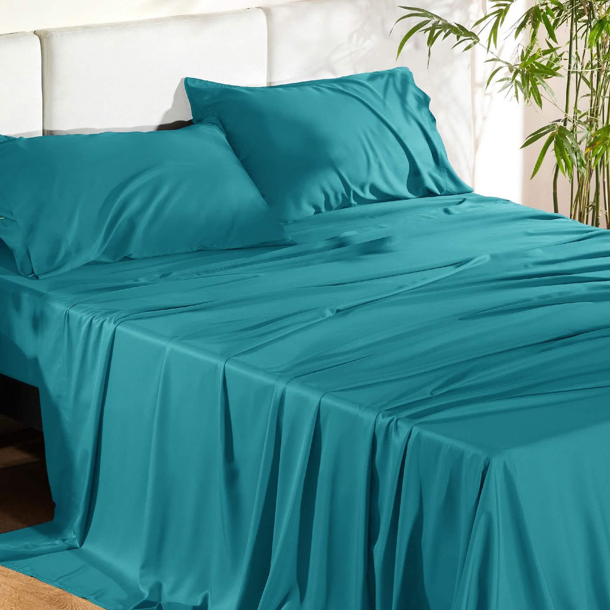 Bed Sheet Set, Rayon Derived from Bamboo, Cooling Comfort, Breathable Construction for Everyday Bedroom Comfort and Guest Rooms image 84