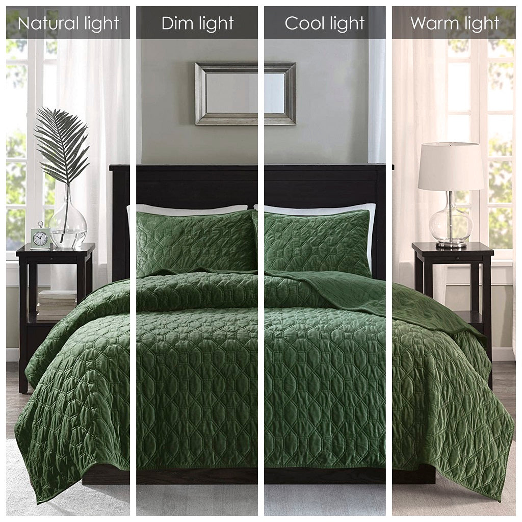 Cozy Throw Blanket, Harper 3 Piece Velvet Quilt Set, Machine-Washable Care for Sofas, Beds and Relaxing at Home, 2 Sizes and 7 Colors image 84