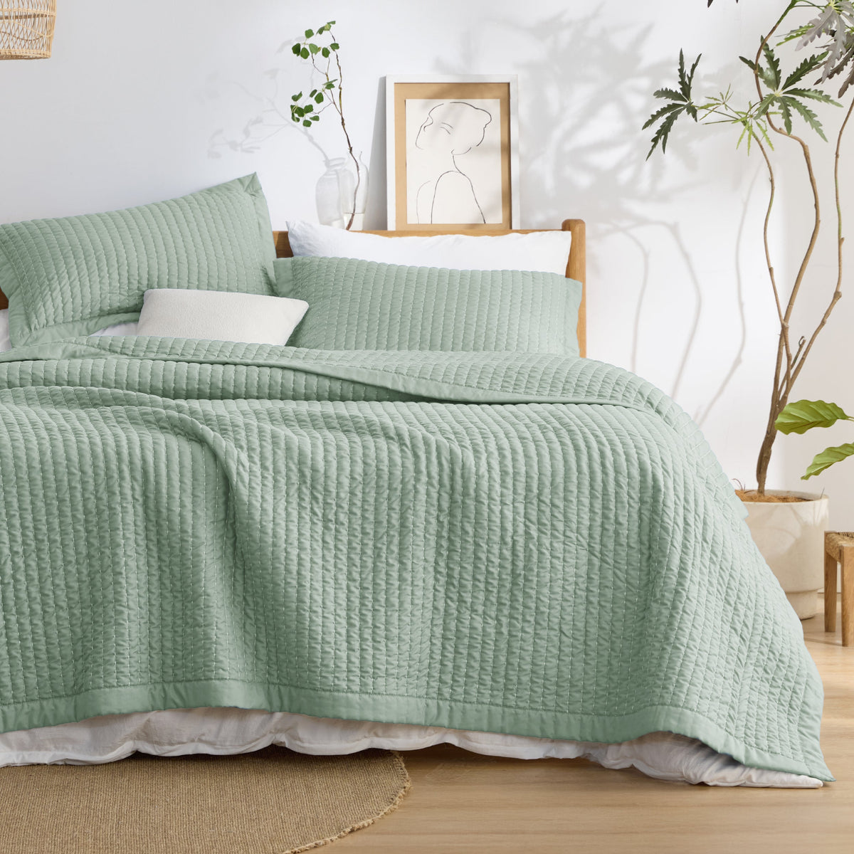 Cozy Throw Blanket, Corduroy Pattern Quilt Set, Breathable Construction for Living Rooms, Bedrooms and Everyday Lounging image 85
