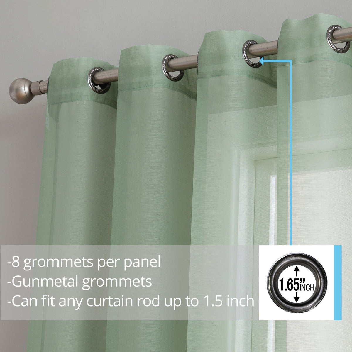 Window Curtain, Victoria Semi Sheer Grommet Panels for Windows, Room Styling and Everyday Privacy, 14 Sizes and 28 Colors image 86