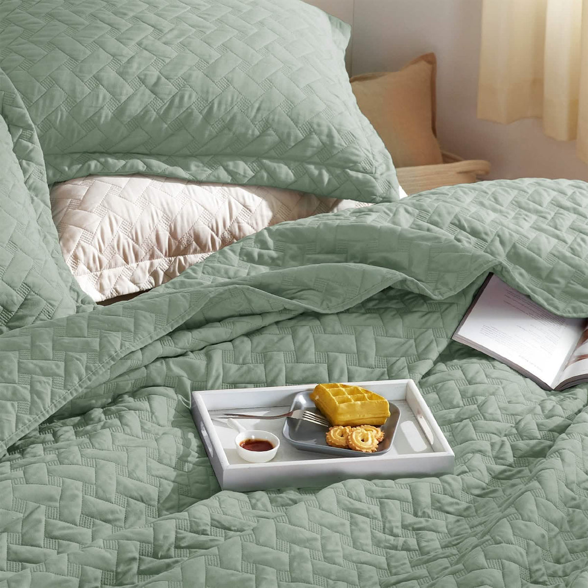 Cozy Throw Blanket, Basket weave Quilt Set, Lightweight Design for Living Rooms, Bedrooms and Everyday Lounging, 6 Sizes and 17 Colors image 86