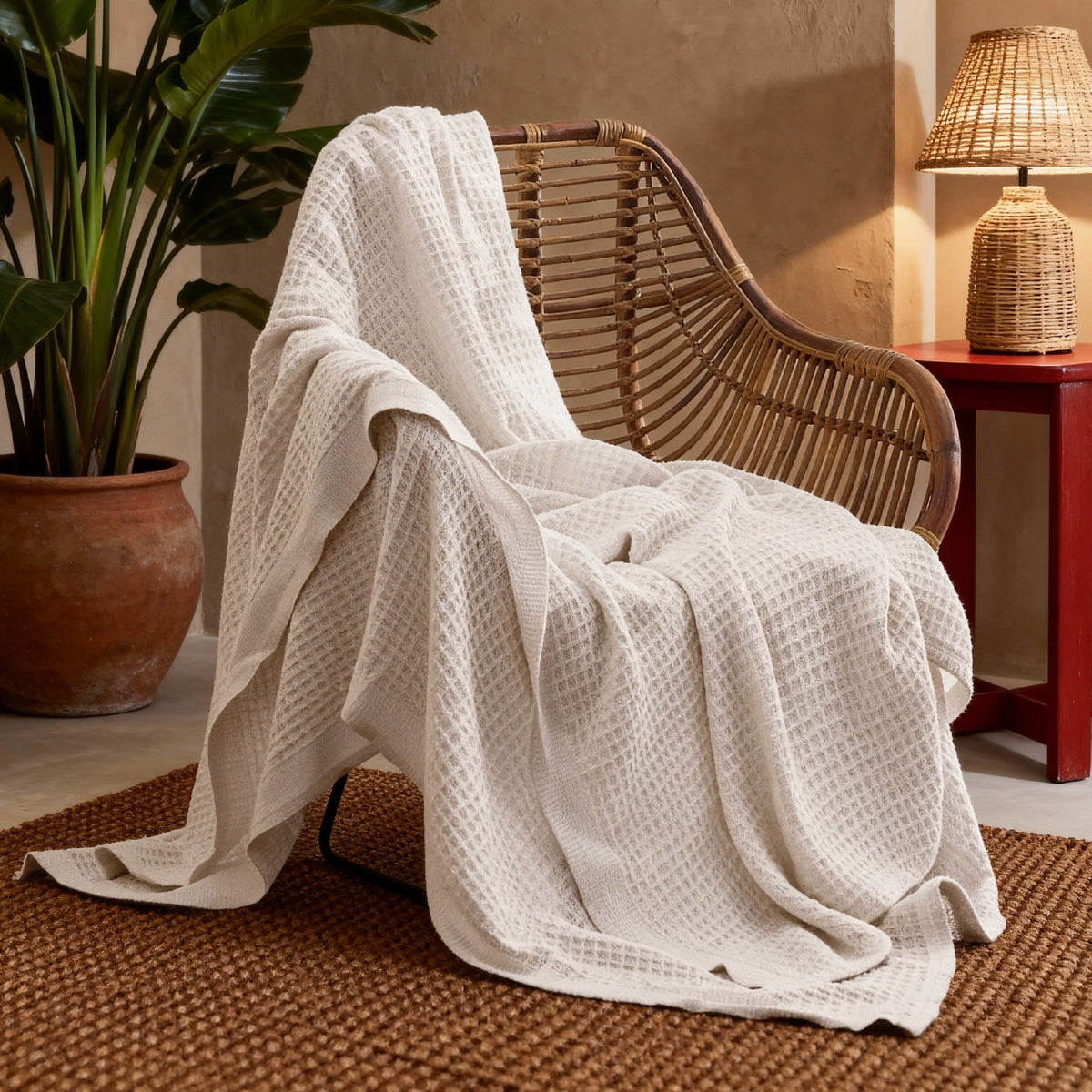 Cozy Throw Blanket, Cotton Waffle Weave, Lightweight Design, Breathable Construction for Living Rooms, Bedrooms and Everyday Lounging image 86