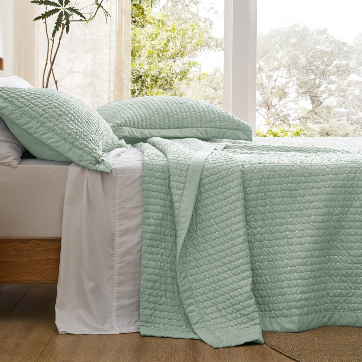 Cozy Throw Blanket, Corduroy Pattern Quilt Set, Breathable Construction for Living Rooms, Bedrooms and Everyday Lounging image 86
