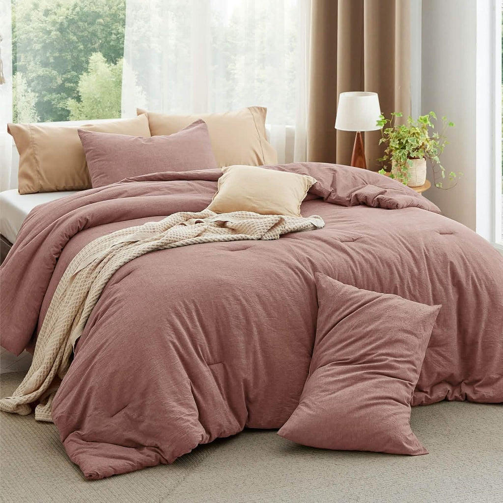 Bed Comforter, Prewashed Cotton Set for Year-Round Bedroom Comfort and Restful Sleep, 5 Sizes and 12 Colors image 87