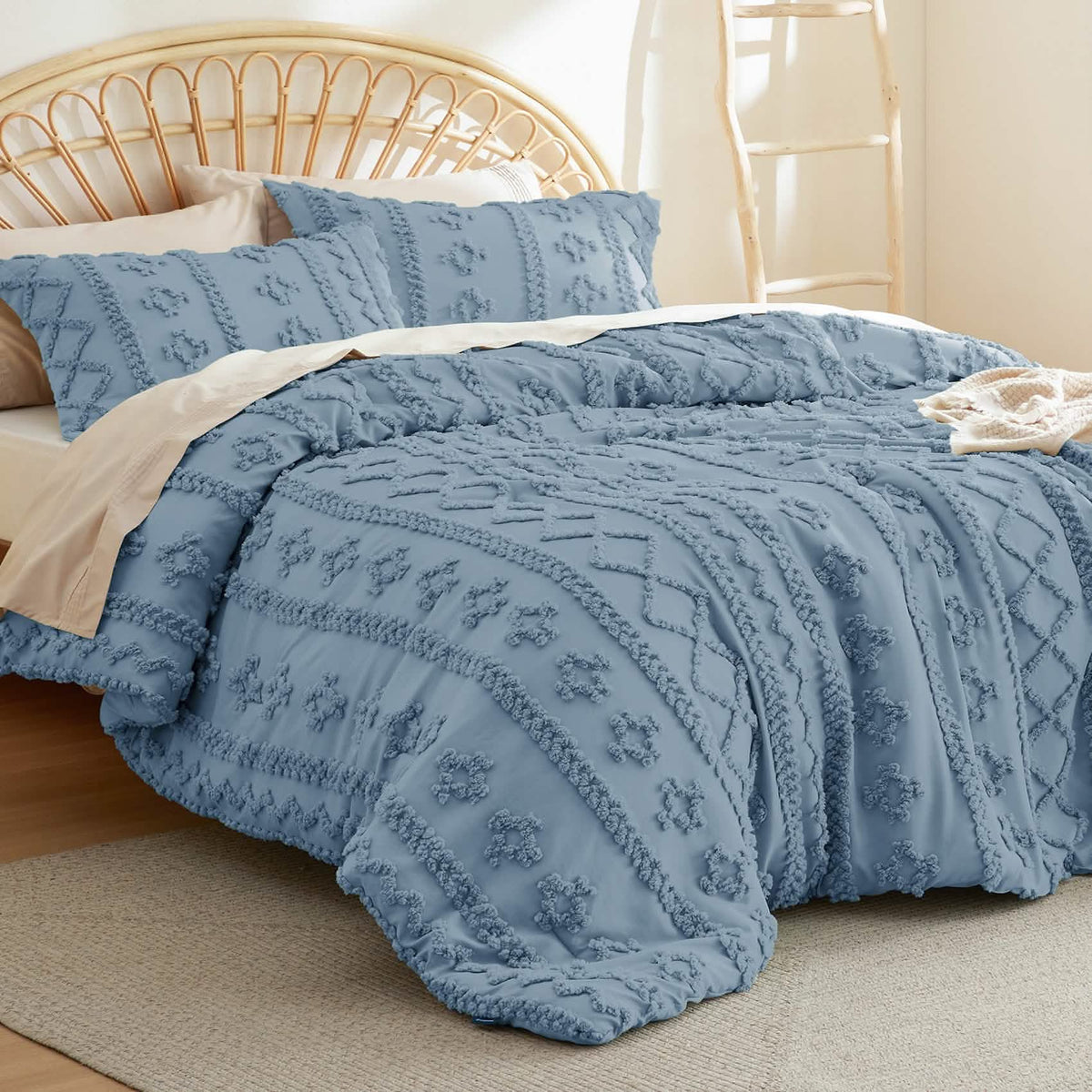 Bed Comforter, Boho Deluxe Embroidery Set, Breathable Construction, Machine-Washable Care for Everyday Bedding and Comfortable Sleep image 87