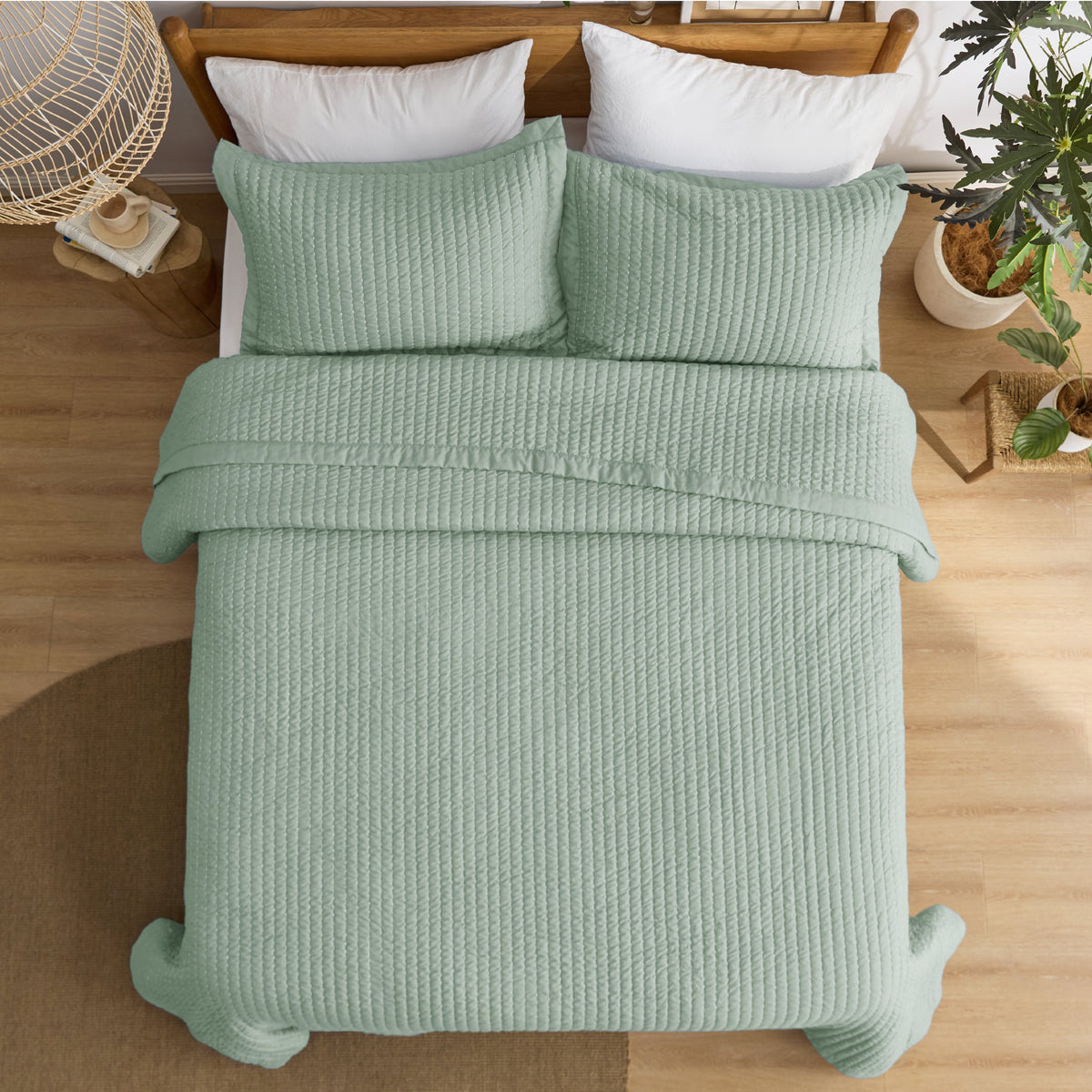Cozy Throw Blanket, Corduroy Pattern Quilt Set, Breathable Construction for Living Rooms, Bedrooms and Everyday Lounging image 88