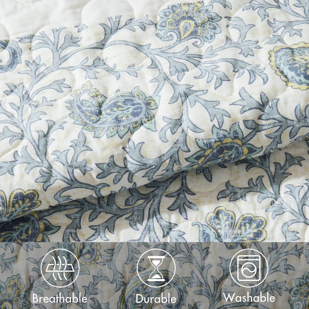 Cozy Throw Blanket, Dawn 6 Piece Cotton Percale Quilt Set, Machine-Washable Care for Sofas, Beds and Relaxing at Home, 2 Sizes and 5 Colors image 88