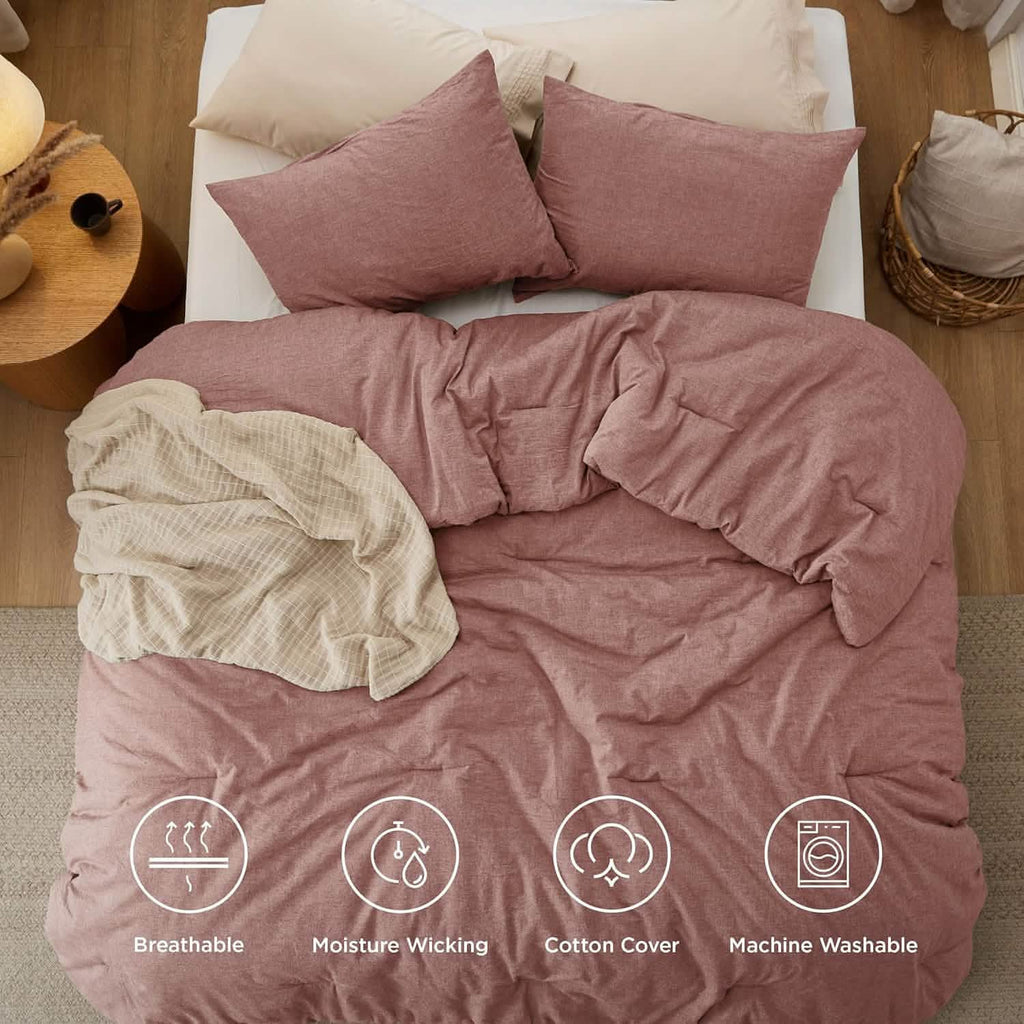 Bed Comforter, Prewashed Cotton Set for Year-Round Bedroom Comfort and Restful Sleep, 5 Sizes and 12 Colors image 89