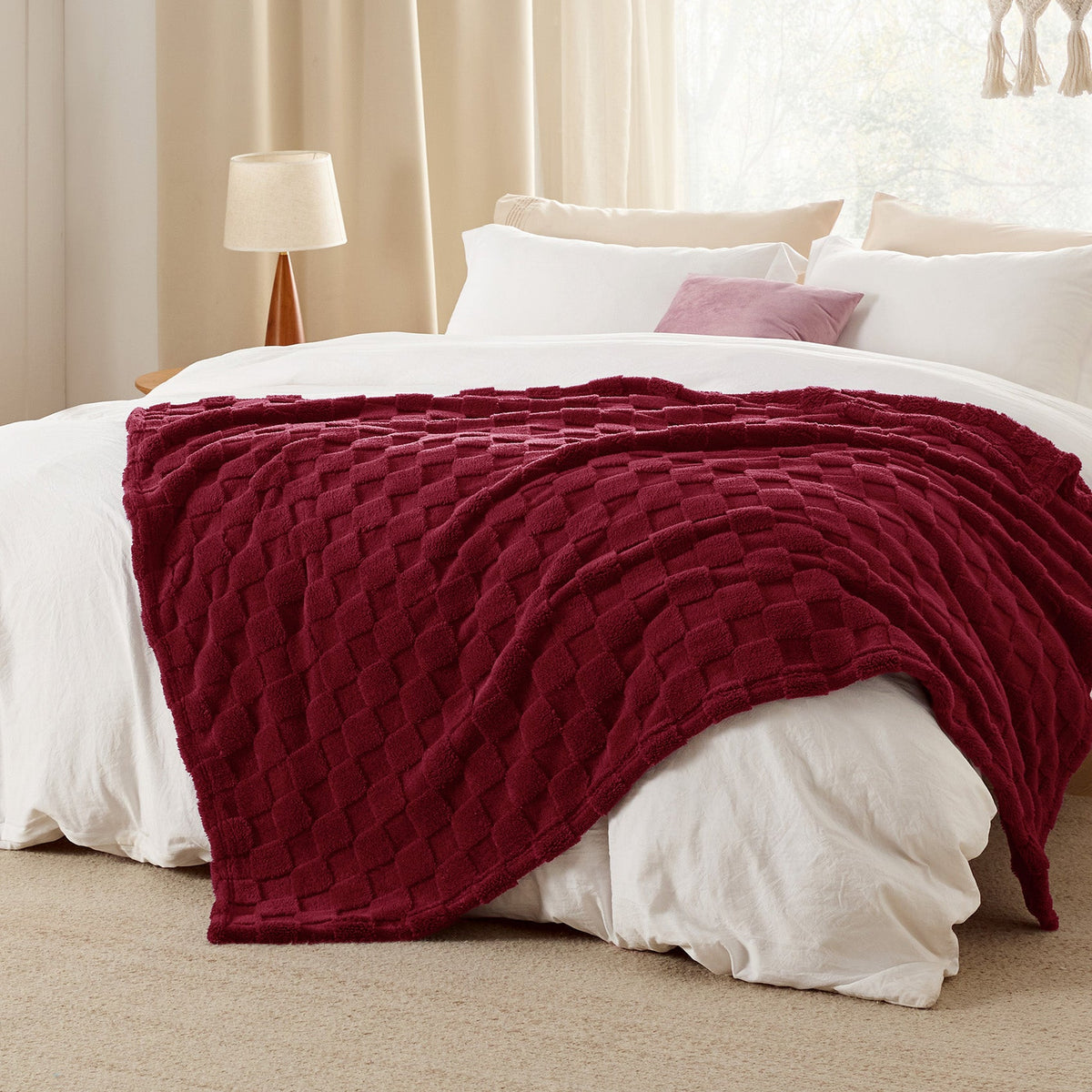 Cozy Throw Blanket, Jacquard Shaggy Sherpa for Living Rooms, Bedrooms and Everyday Lounging, 4 Sizes and 19 Colors image 89