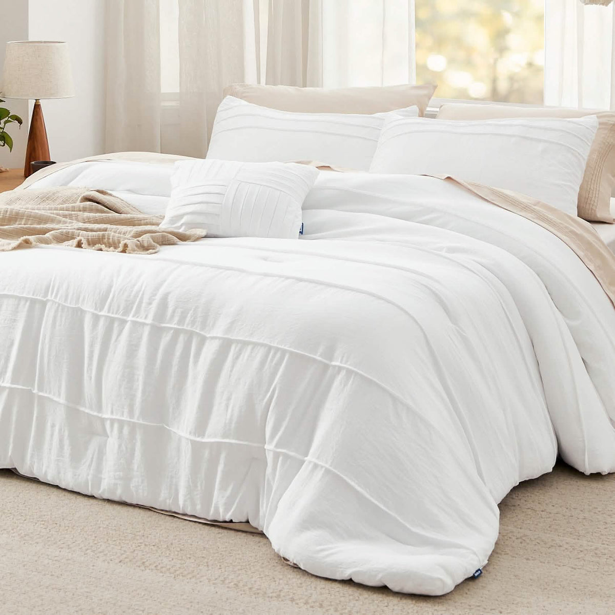 Bed Comforter, Pinch Pleat Set for Year-Round Bedroom Comfort and Restful Sleep, 5 Sizes and 19 Colors image 89