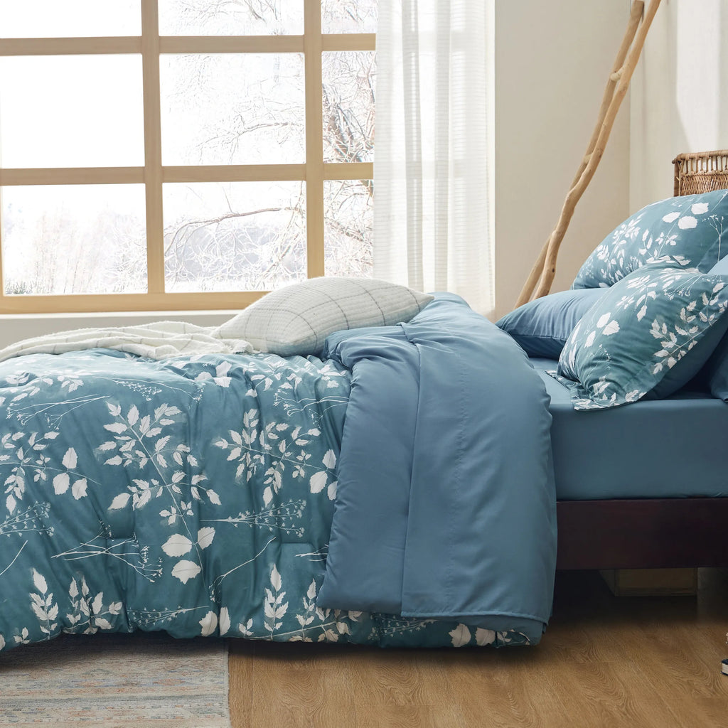 Bed Comforter, Elegant Floral Sets for Everyday Bedding and Comfortable Sleep, 4 Sizes and 15 Colors image 90