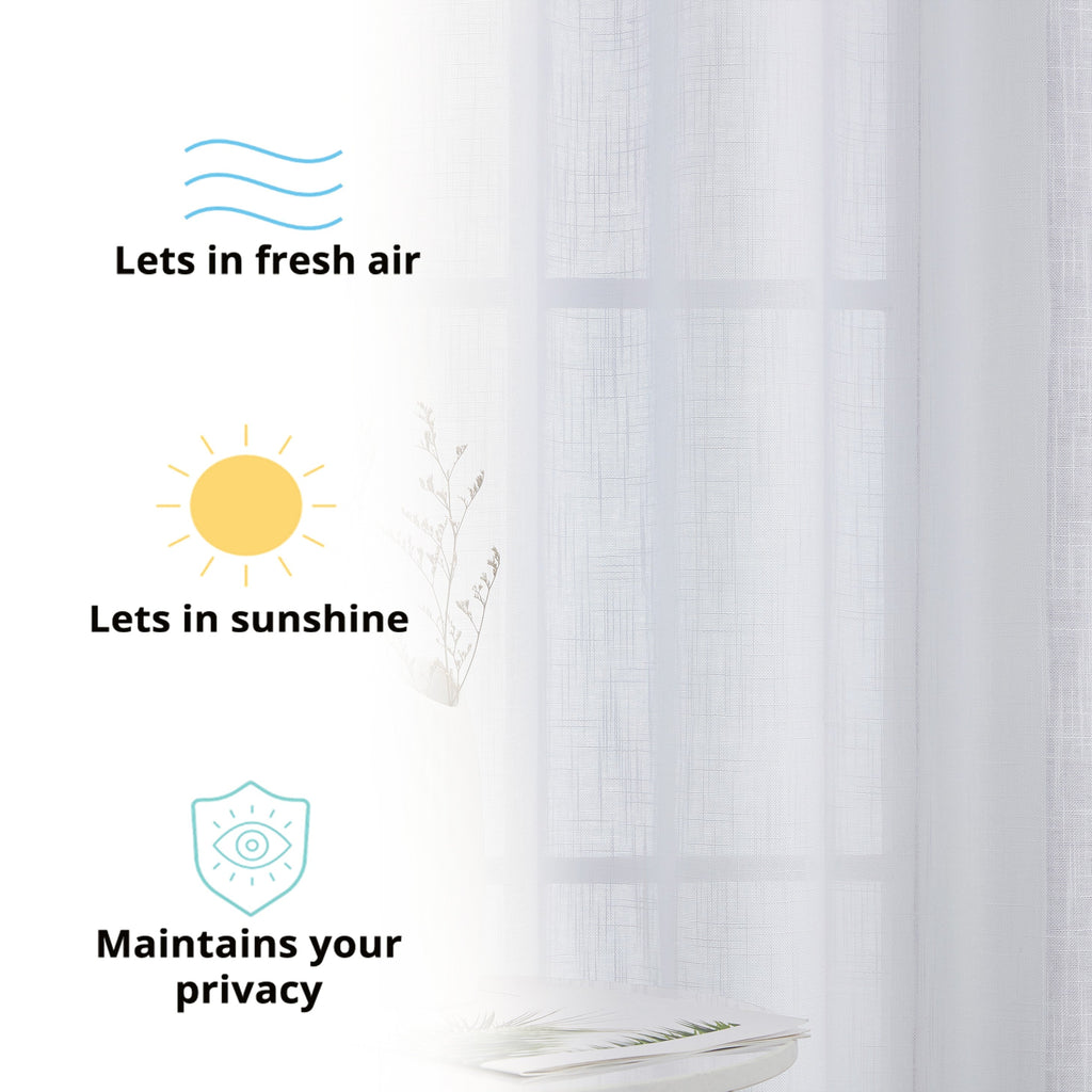 Window Curtain, Privacy Faux Linen Textured Semi Sheer Panels for Windows, Room Styling and Everyday Privacy, 7 Sizes and 14 Colors image 90