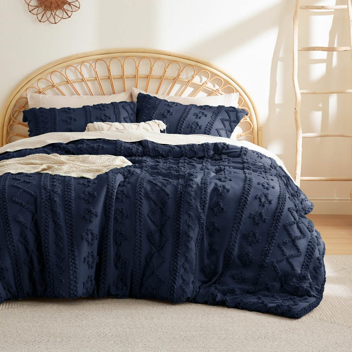 Bed Comforter, Boho Deluxe Embroidery Set, Breathable Construction, Machine-Washable Care for Everyday Bedding and Comfortable Sleep image 90