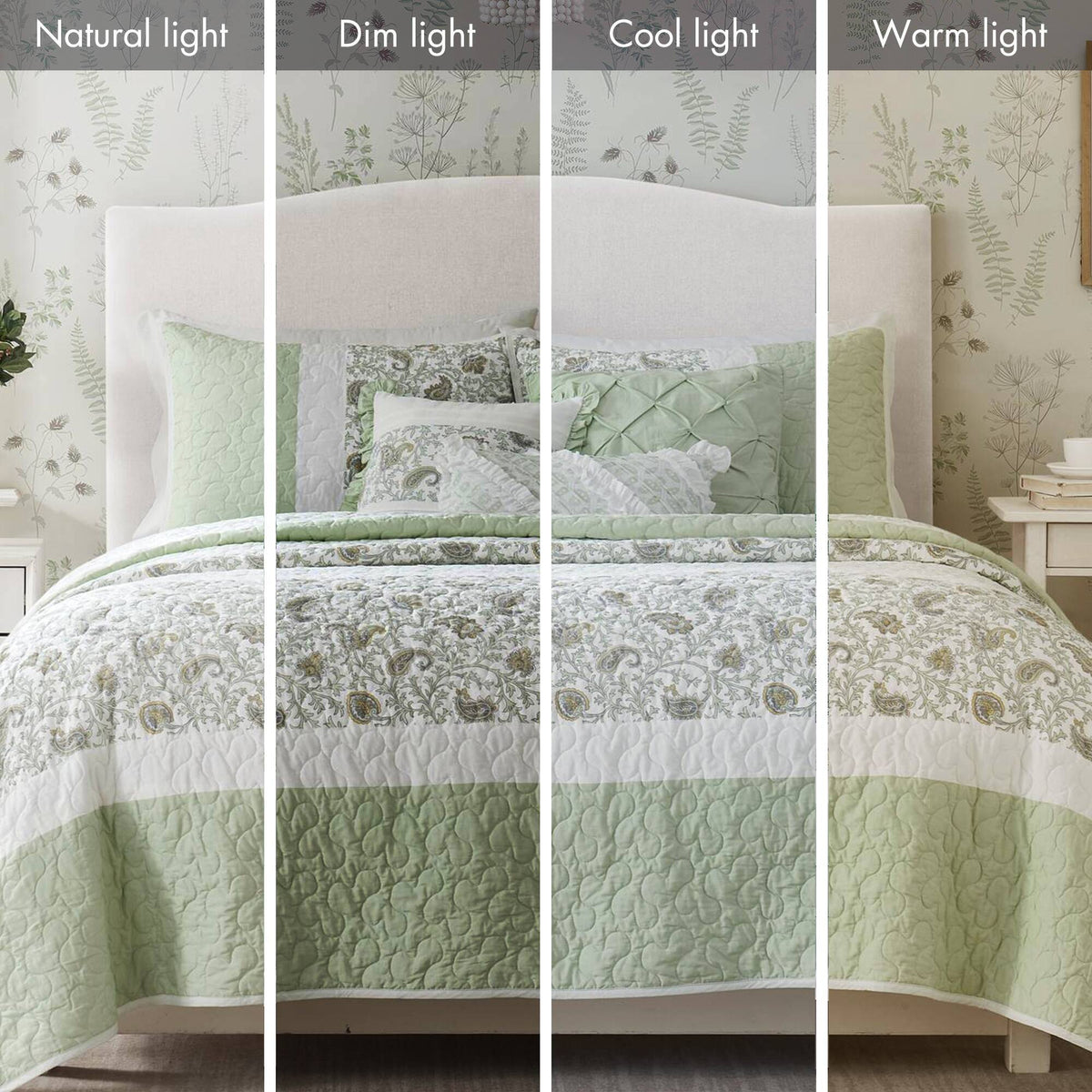 Cozy Throw Blanket, Dawn 6 Piece Cotton Percale Quilt Set, Machine-Washable Care for Sofas, Beds and Relaxing at Home, 2 Sizes and 5 Colors image 91