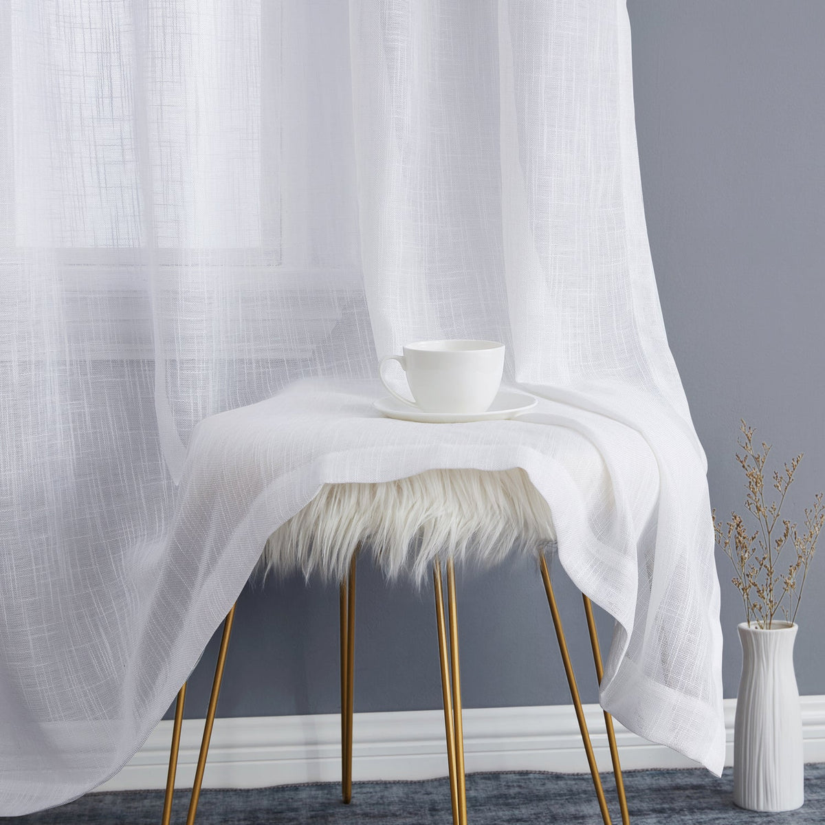 Window Curtain, Privacy Faux Linen Textured Semi Sheer Panels for Windows, Room Styling and Everyday Privacy, 7 Sizes and 14 Colors image 91