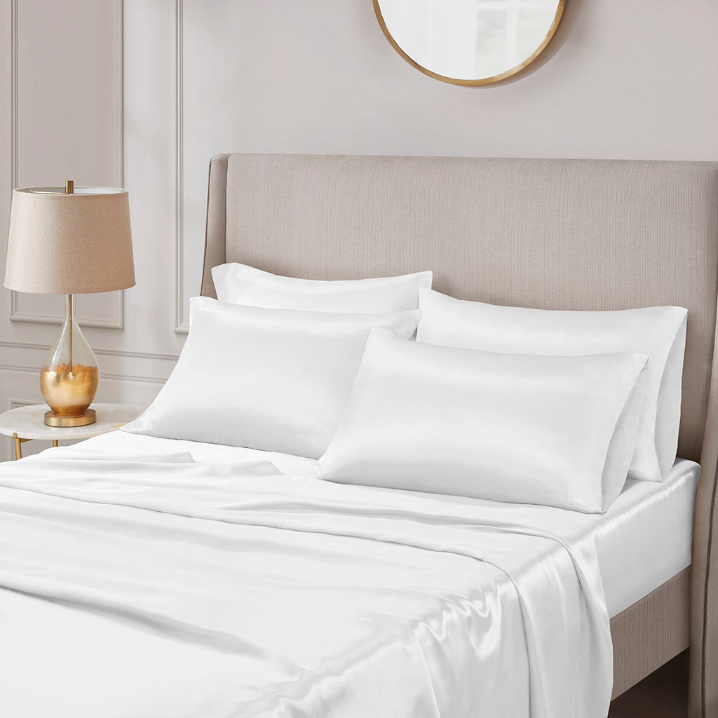 Bed Sheet Set, Satin for Master Bedrooms, Guest Beds and Daily Use, 6 Sizes and 12 Colors, Designed for Everyday Home Use image 91