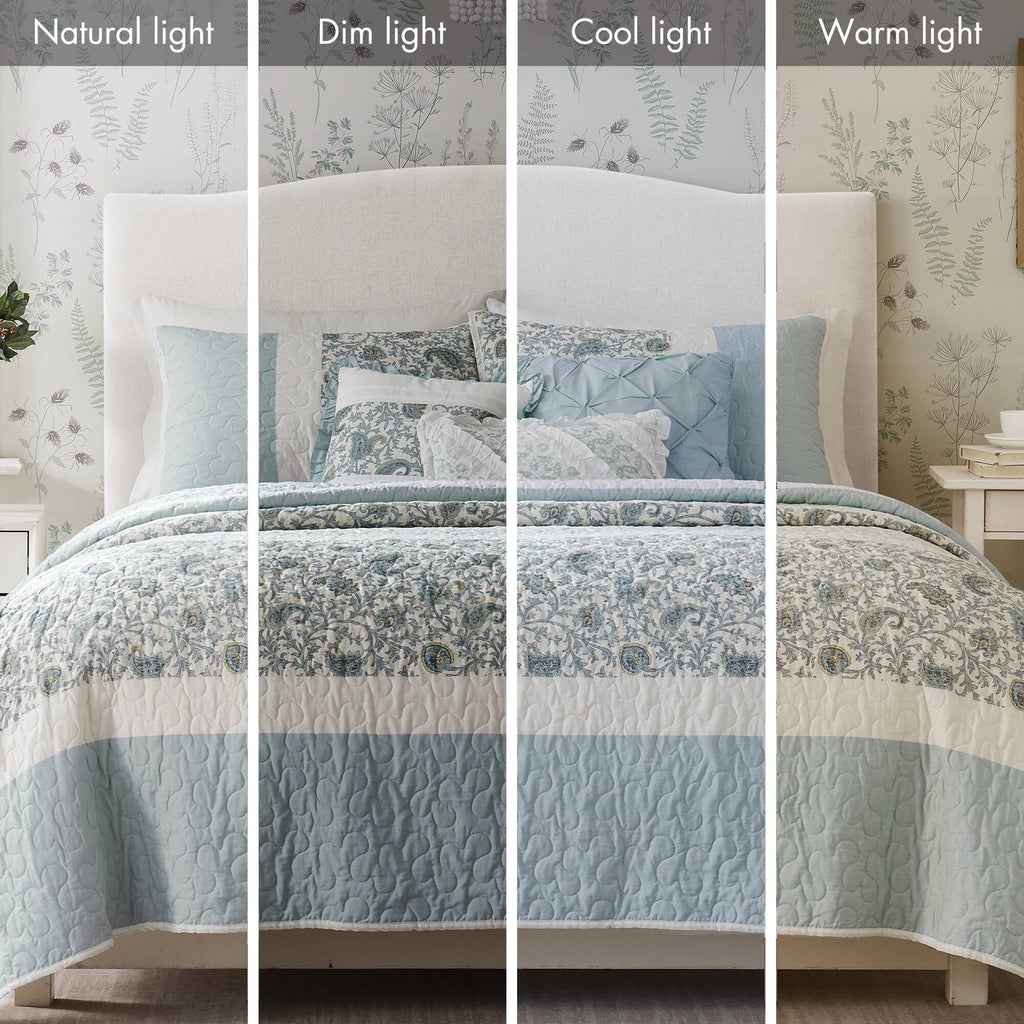 Cozy Throw Blanket, Dawn 6 Piece Cotton Percale Quilt Set, Machine-Washable Care for Sofas, Beds and Relaxing at Home, 2 Sizes and 5 Colors image 92