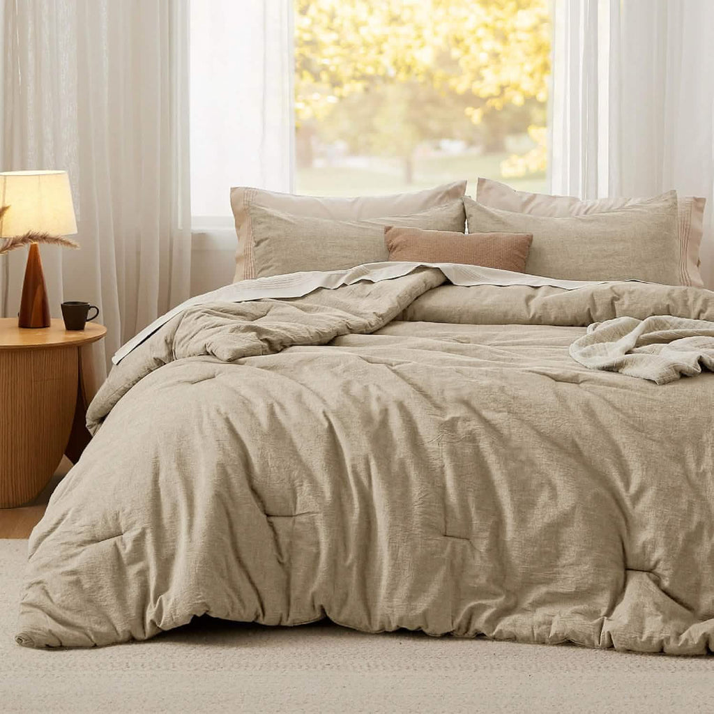 Bed Comforter, Prewashed Cotton Set for Year-Round Bedroom Comfort and Restful Sleep, 5 Sizes and 12 Colors image 92