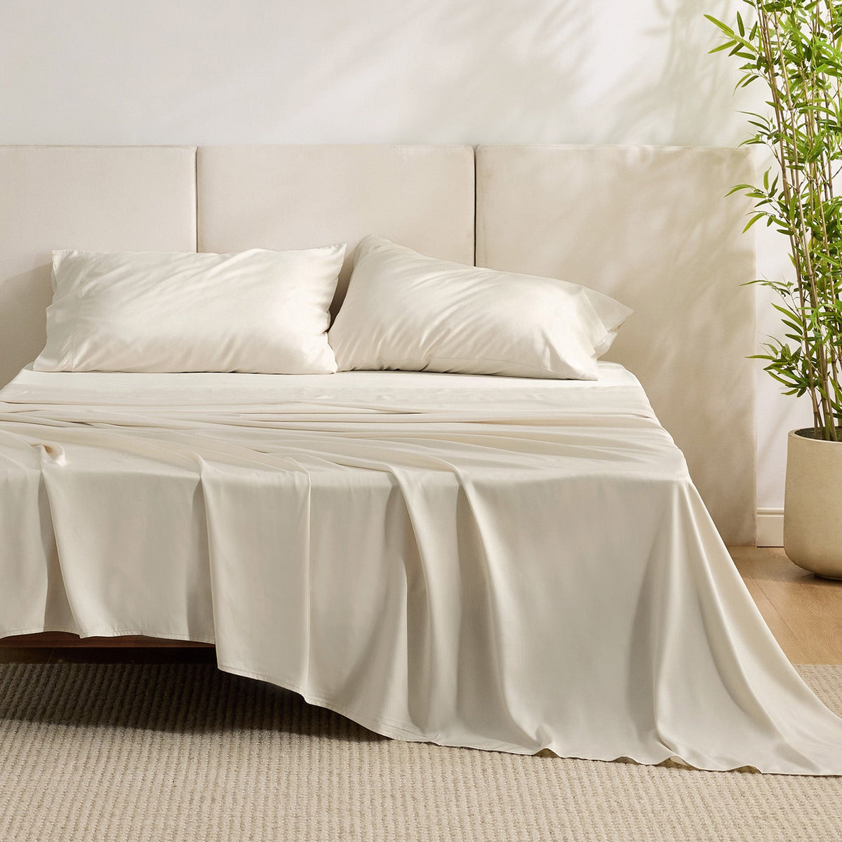 Bed Sheet Set, Rayon Derived from Bamboo, Cooling Comfort, Breathable Construction for Everyday Bedroom Comfort and Guest Rooms image 92