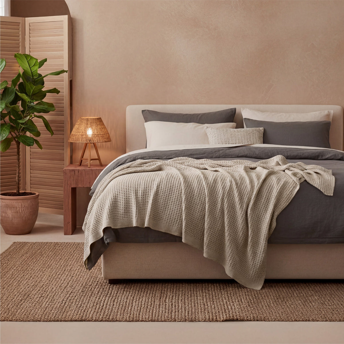 Cozy Throw Blanket, Cotton Waffle Weave, Lightweight Design, Breathable Construction for Living Rooms, Bedrooms and Everyday Lounging image 92