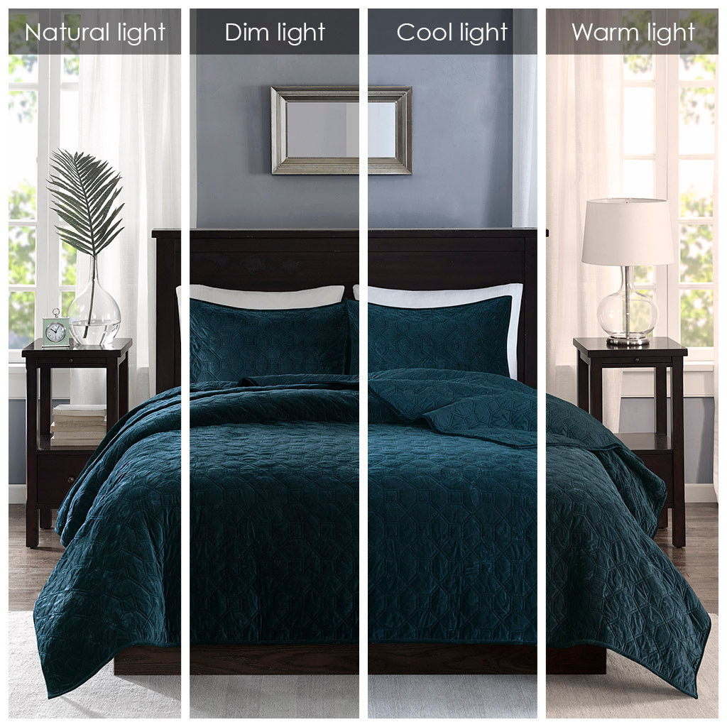 Cozy Throw Blanket, Harper 3 Piece Velvet Quilt Set, Machine-Washable Care for Sofas, Beds and Relaxing at Home, 2 Sizes and 7 Colors image 92