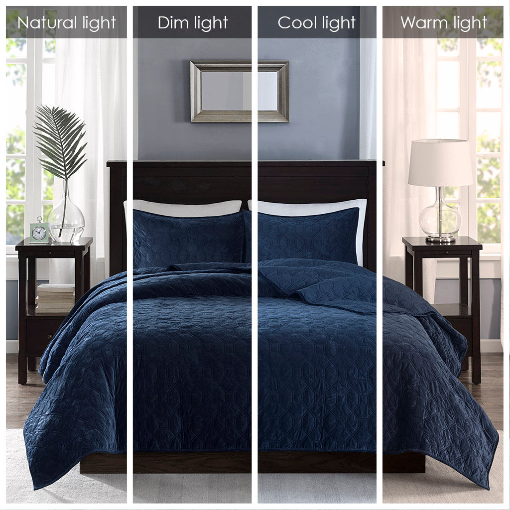 Cozy Throw Blanket, Harper 3 Piece Velvet Quilt Set, Machine-Washable Care for Sofas, Beds and Relaxing at Home, 2 Sizes and 7 Colors image 93
