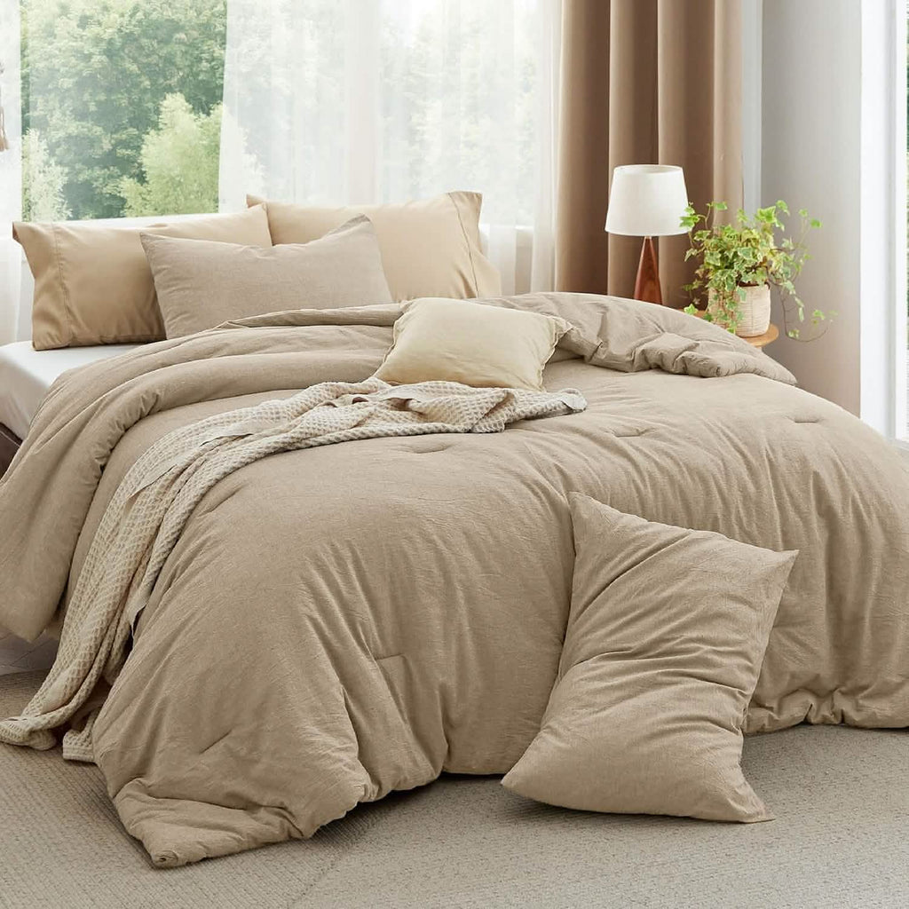 Bed Comforter, Prewashed Cotton Set for Year-Round Bedroom Comfort and Restful Sleep, 5 Sizes and 12 Colors image 93