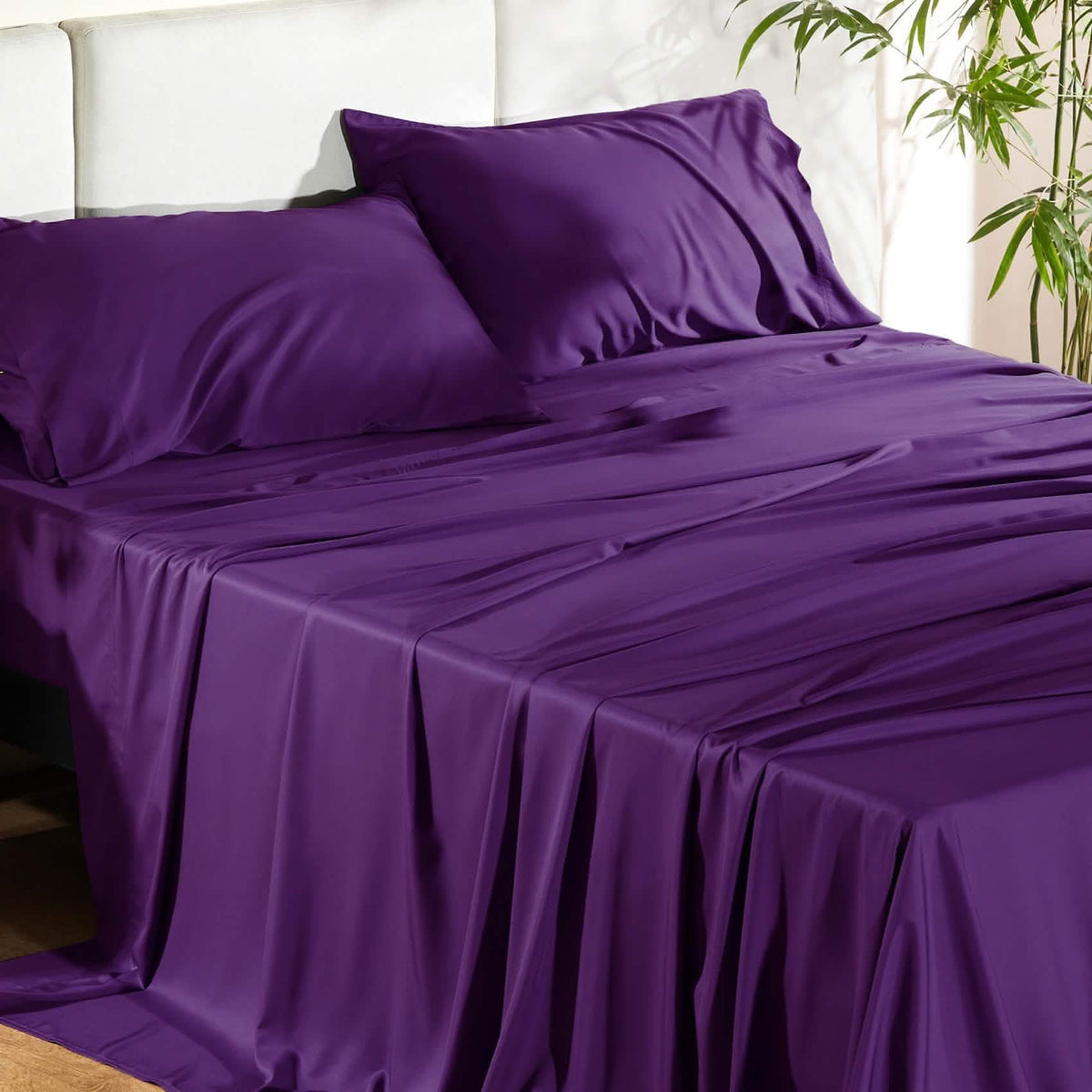 Bed Sheet Set, Rayon Derived from Bamboo, Cooling Comfort, Breathable Construction for Everyday Bedroom Comfort and Guest Rooms image 94
