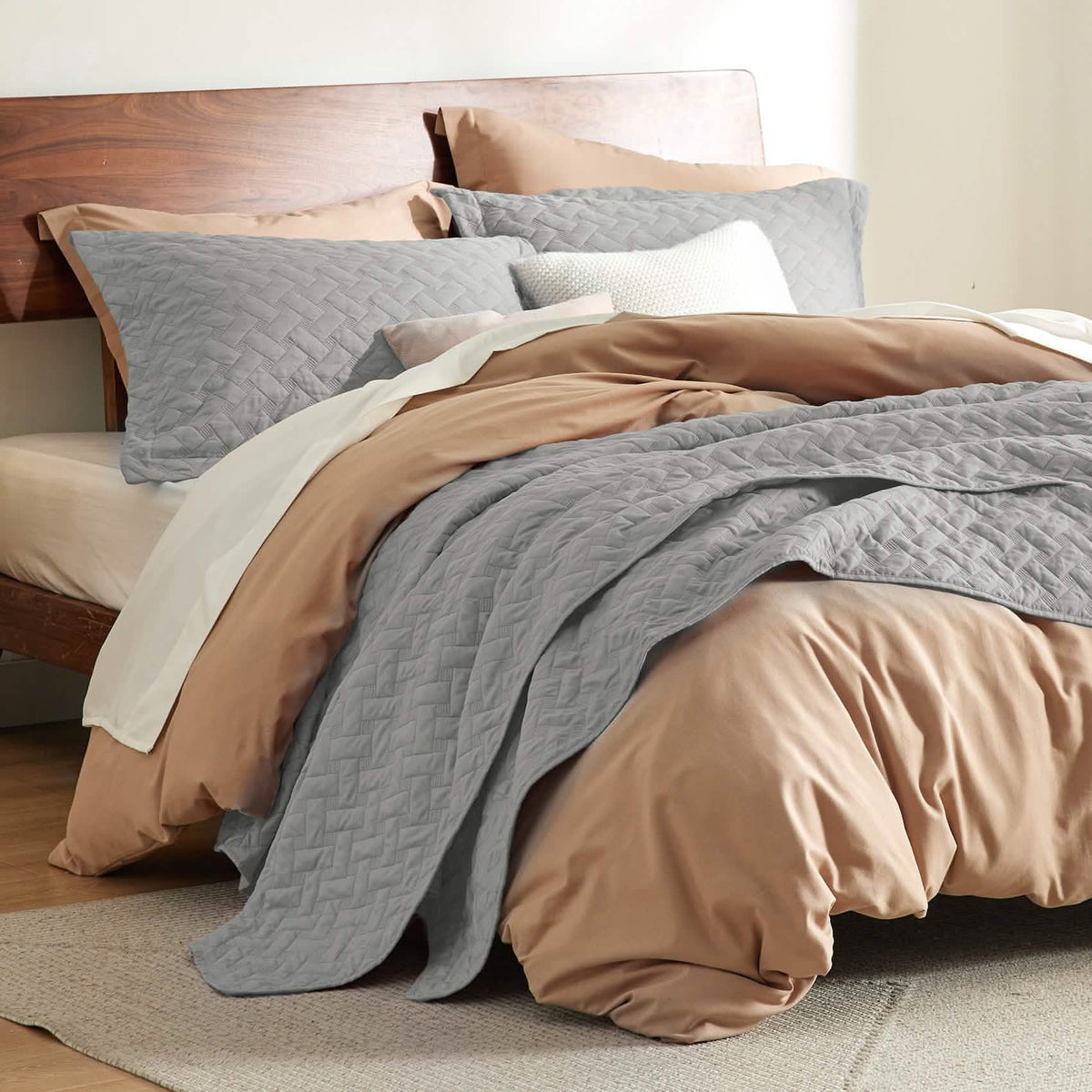 Cozy Throw Blanket, Basket weave Quilt Set, Lightweight Design for Living Rooms, Bedrooms and Everyday Lounging, 6 Sizes and 17 Colors image 94
