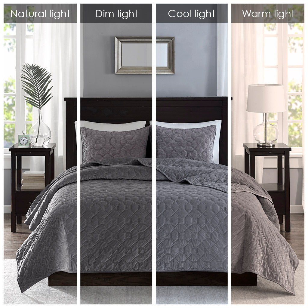 Cozy Throw Blanket, Harper 3 Piece Velvet Quilt Set, Machine-Washable Care for Sofas, Beds and Relaxing at Home, 2 Sizes and 7 Colors image 95