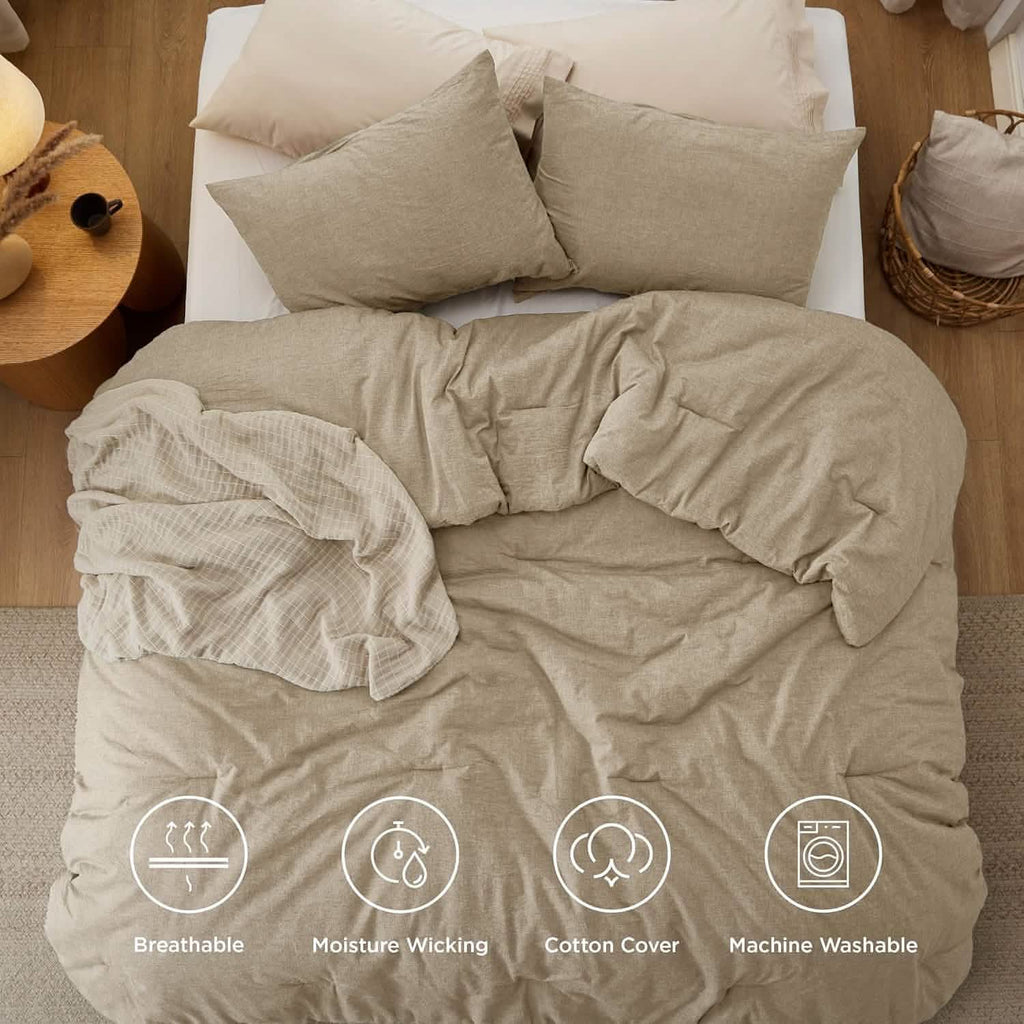 Bed Comforter, Prewashed Cotton Set for Year-Round Bedroom Comfort and Restful Sleep, 5 Sizes and 12 Colors image 95
