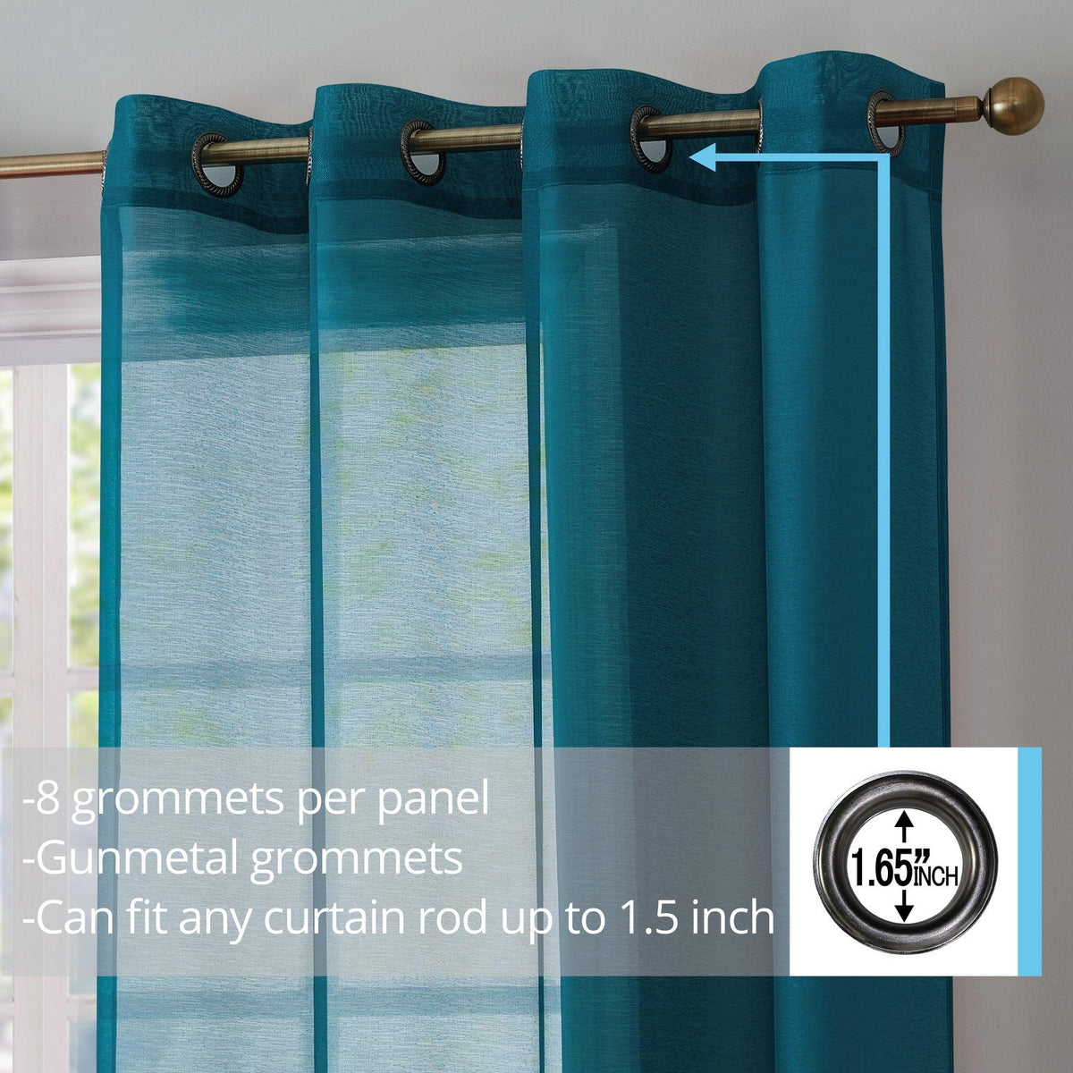 Window Curtain, Victoria Semi Sheer Grommet Panels for Windows, Room Styling and Everyday Privacy, 14 Sizes and 28 Colors image 96