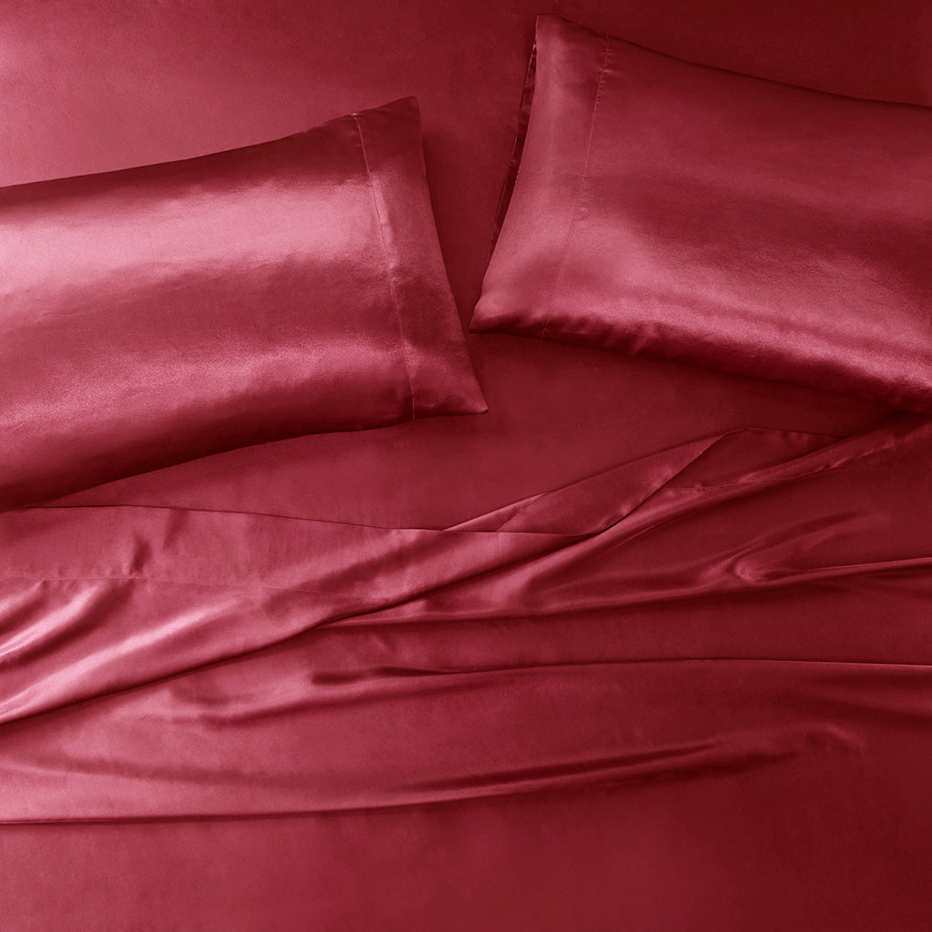 Bed Sheet Set, Satin for Master Bedrooms, Guest Beds and Daily Use, 6 Sizes and 12 Colors, Designed for Everyday Home Use image 96
