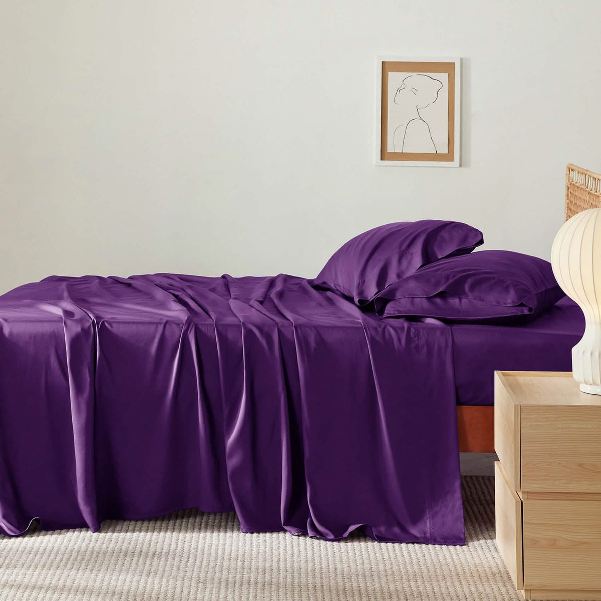 Bed Sheet Set, Rayon Derived from Bamboo, Cooling Comfort, Breathable Construction for Everyday Bedroom Comfort and Guest Rooms image 96