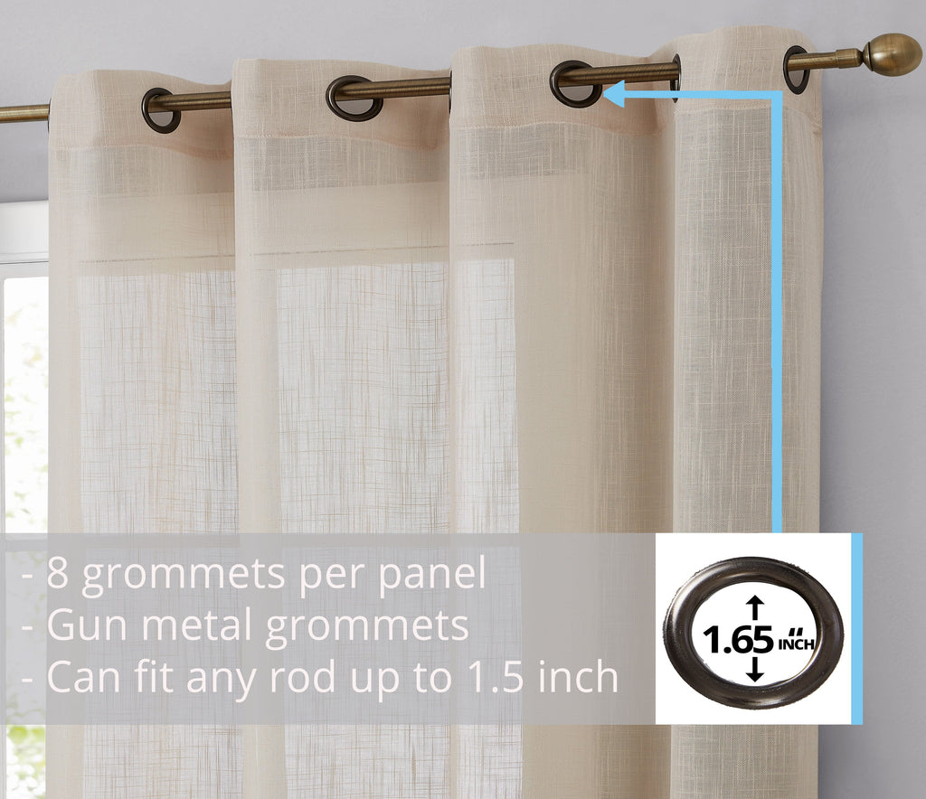 Window Curtain, Privacy Faux Linen Textured Semi Sheer Panels for Windows, Room Styling and Everyday Privacy, 7 Sizes and 14 Colors image 97