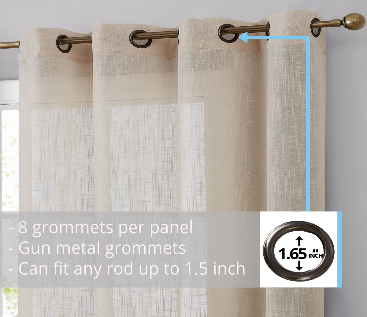 Window Curtain, Privacy Faux Linen Textured Semi Sheer Panels for Windows, Room Styling and Everyday Privacy, 7 Sizes and 14 Colors image 97