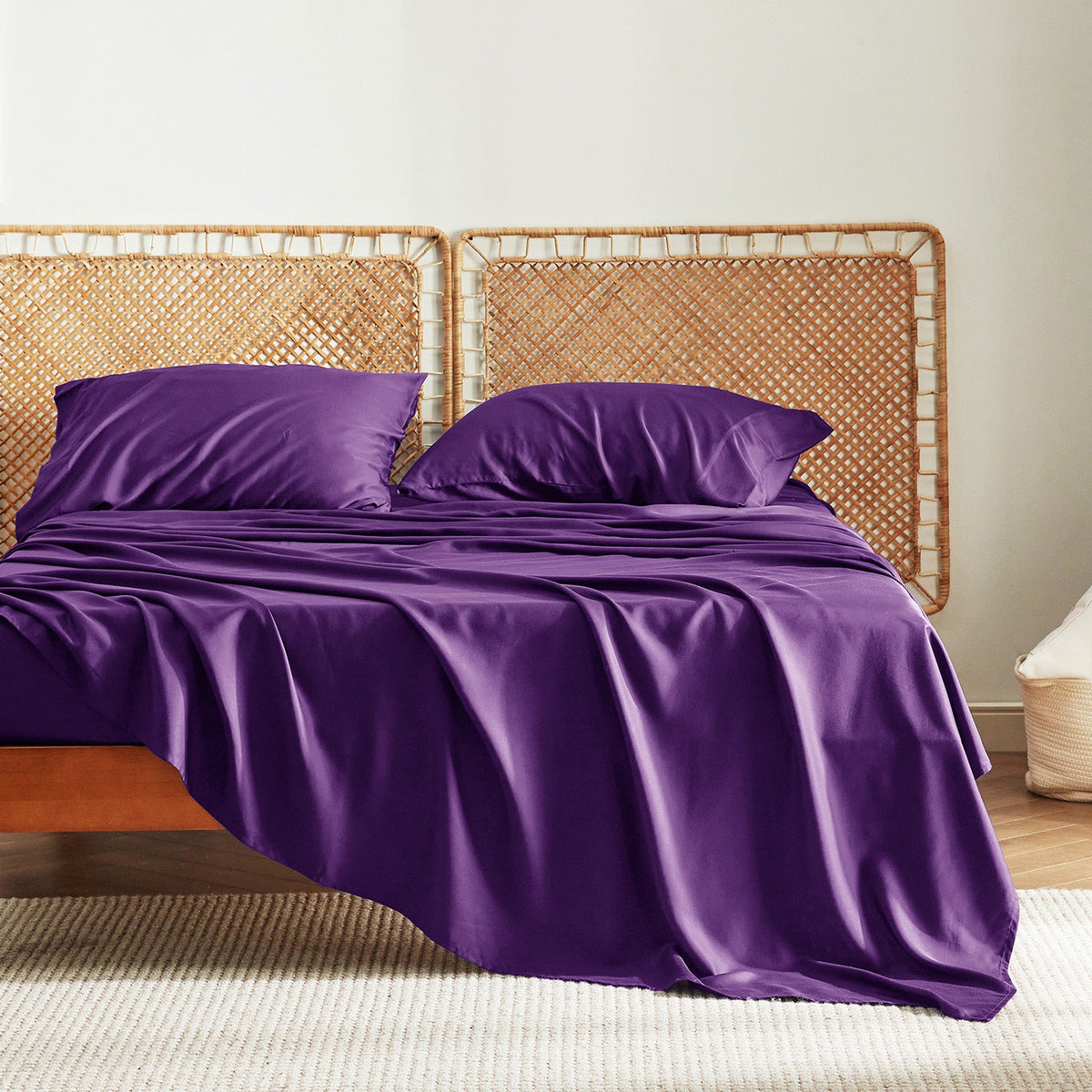 Bed Sheet Set, Rayon Derived from Bamboo, Cooling Comfort, Breathable Construction for Everyday Bedroom Comfort and Guest Rooms image 97